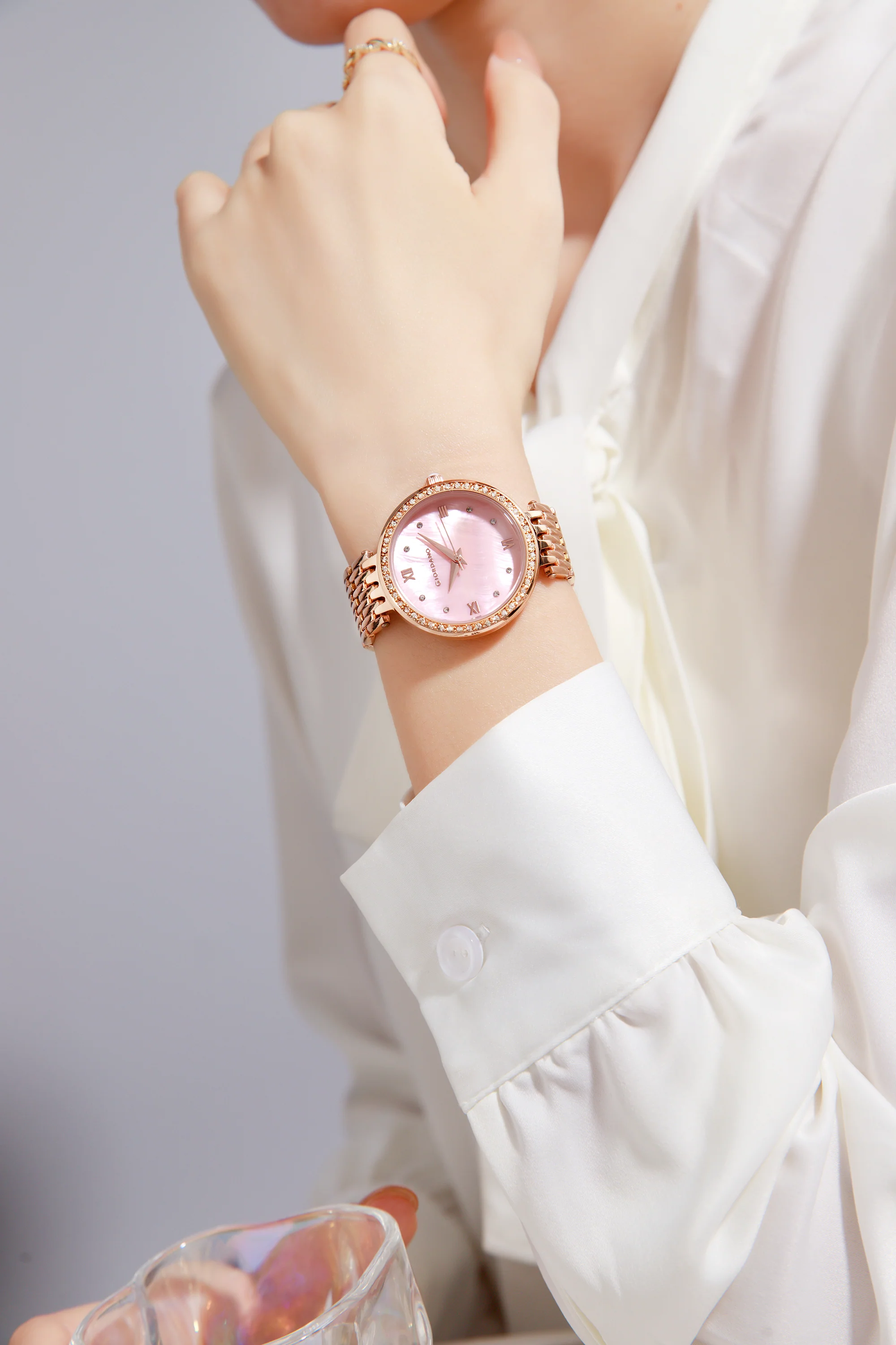 Giordano Analog Watch for Women with Stainless Steel Strap and Crystal Embellished Bezel, Roman Numerals | A2060-33 - Image 2