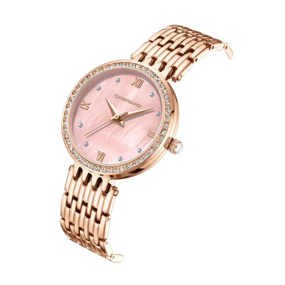Giordano Analog Watch for Women with Stainless Steel Strap and Crystal Embellished Bezel, Roman Numerals | A2060-33 - Image 5