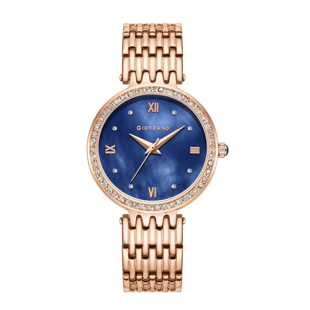 Giordano Analog Watch for Women with Stainless Steel Strap and Crystal Embellished Bezel, Roman Numerals | A2060-44 - Image 4