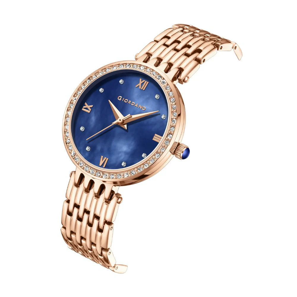 Giordano Analog Watch for Women with Stainless Steel Strap and Crystal Embellished Bezel, Roman Numerals | A2060-44 - Image 5