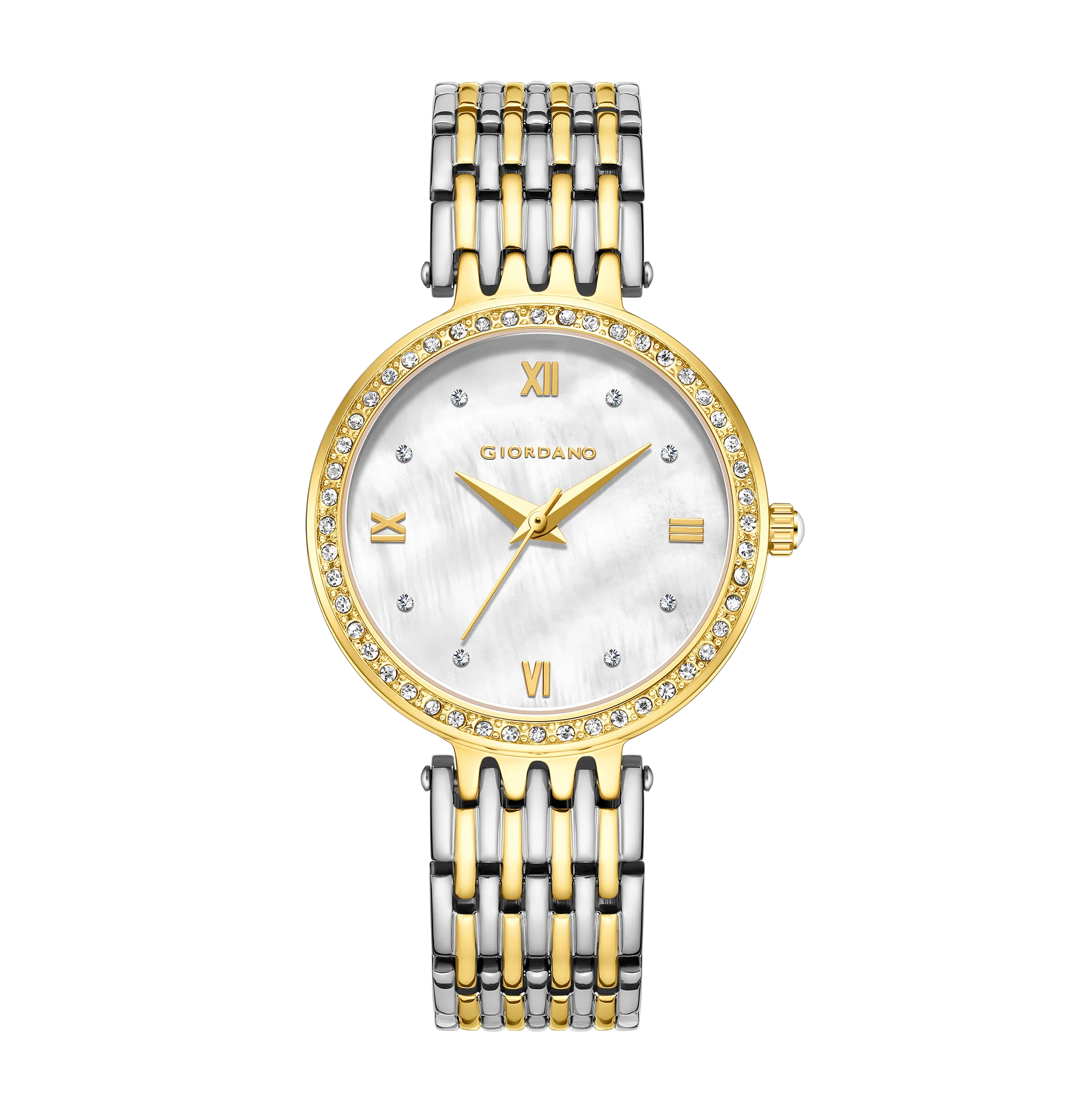 Giordano Analog Watch for Women with Stainless Steel Strap and Crystal Embellished Bezel, Roman Numerals | A2060-55 - Image 4