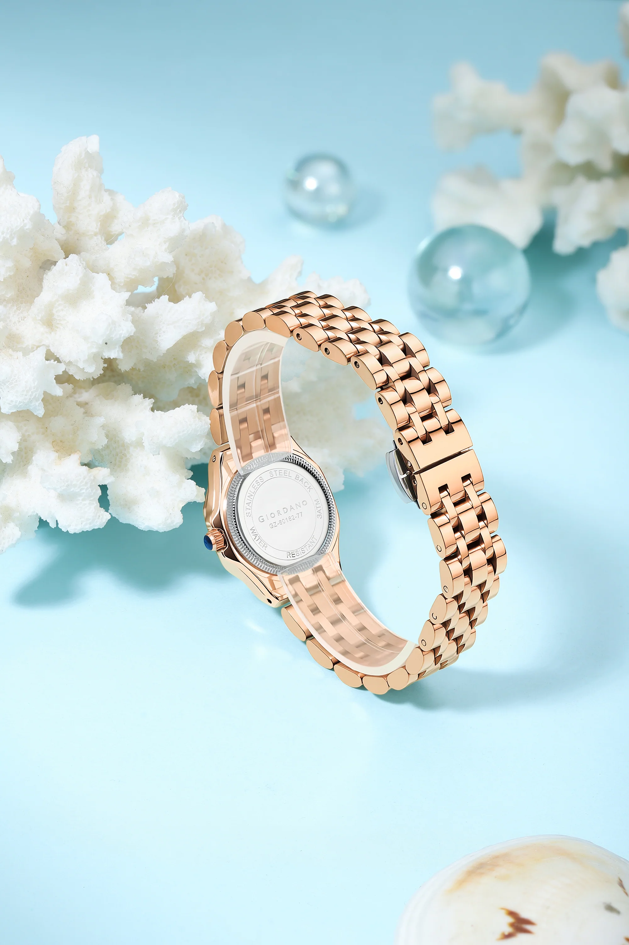 Giordano Analog Watch for Women with White Dial, Crystal Studded Bezel, Roman Indices & Stainless Steel Strap GZ-60162-77 - Image 4