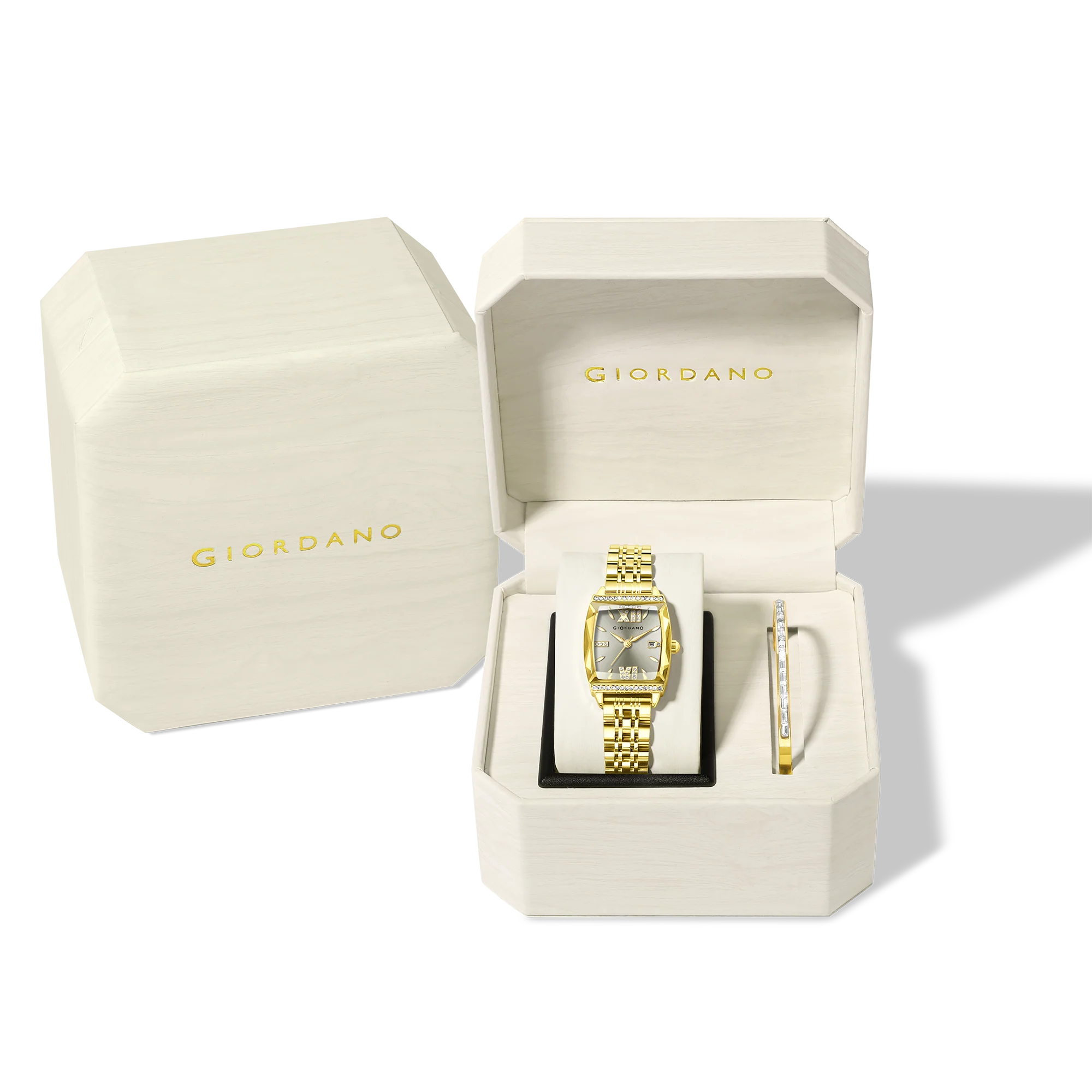 Giordano Analog Watch with Bracelet Set for Women – Cut Glass Square Dial, Crystal Roman Indices and Stainless Steel Strap – Elegant Gift Combo for Women | GZ-60117-55 - Image 5