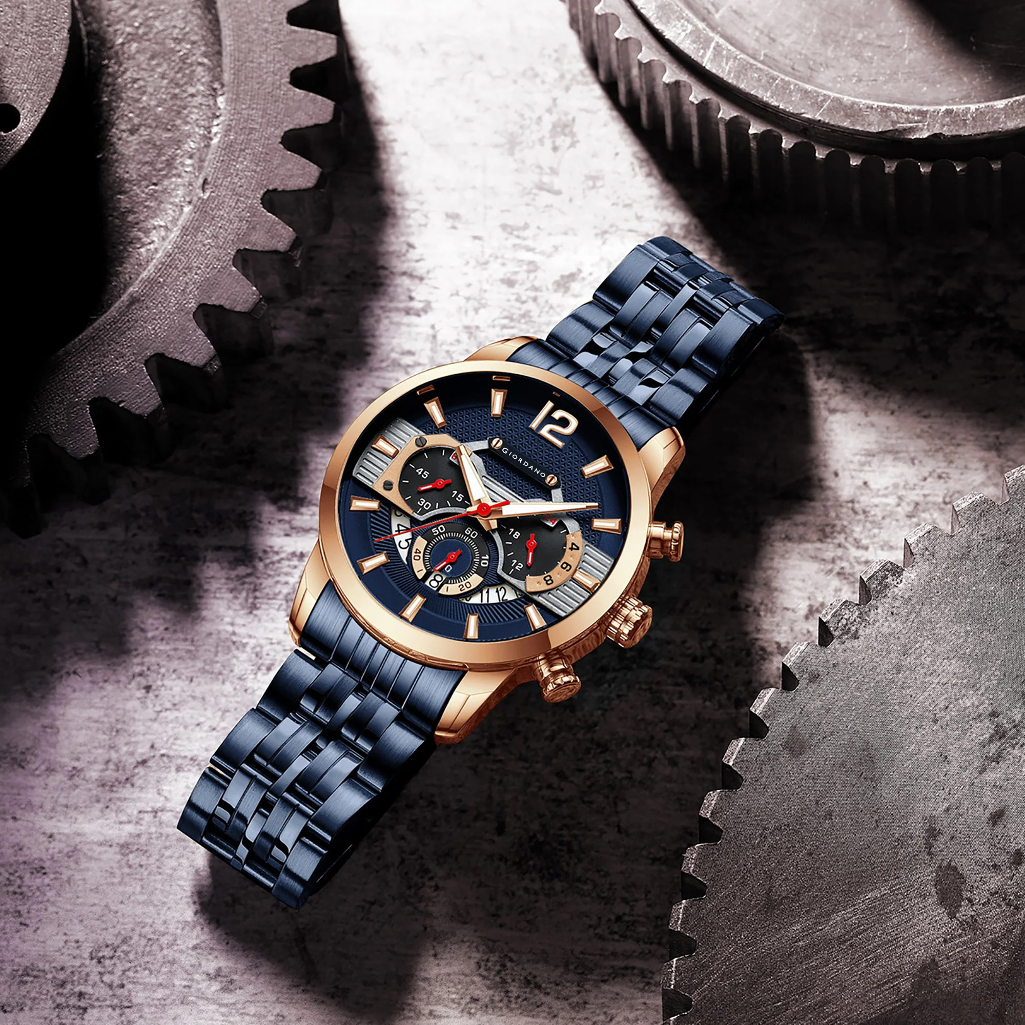 Giordano Analog Wrist Watch for Men Stylish Metal Strap with Water Resistant Multifunction Mechanism Watch GZ-50032-44 - Image 3