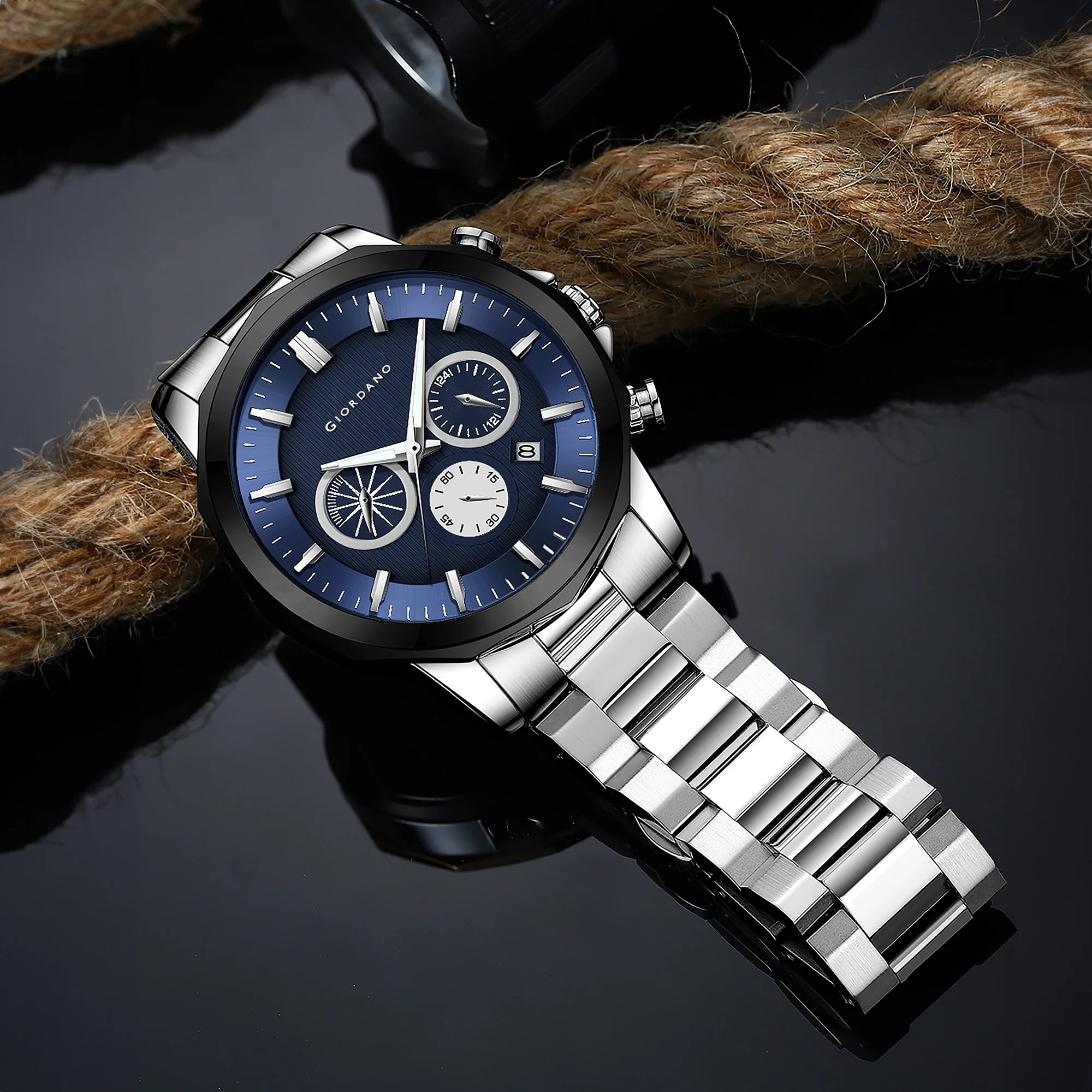 Giordano Analog Wrist Watch for Men Stylish Metal Strap with Water Resistant Multifunction Mechanism Watch GZ-50036-11 - Image 3