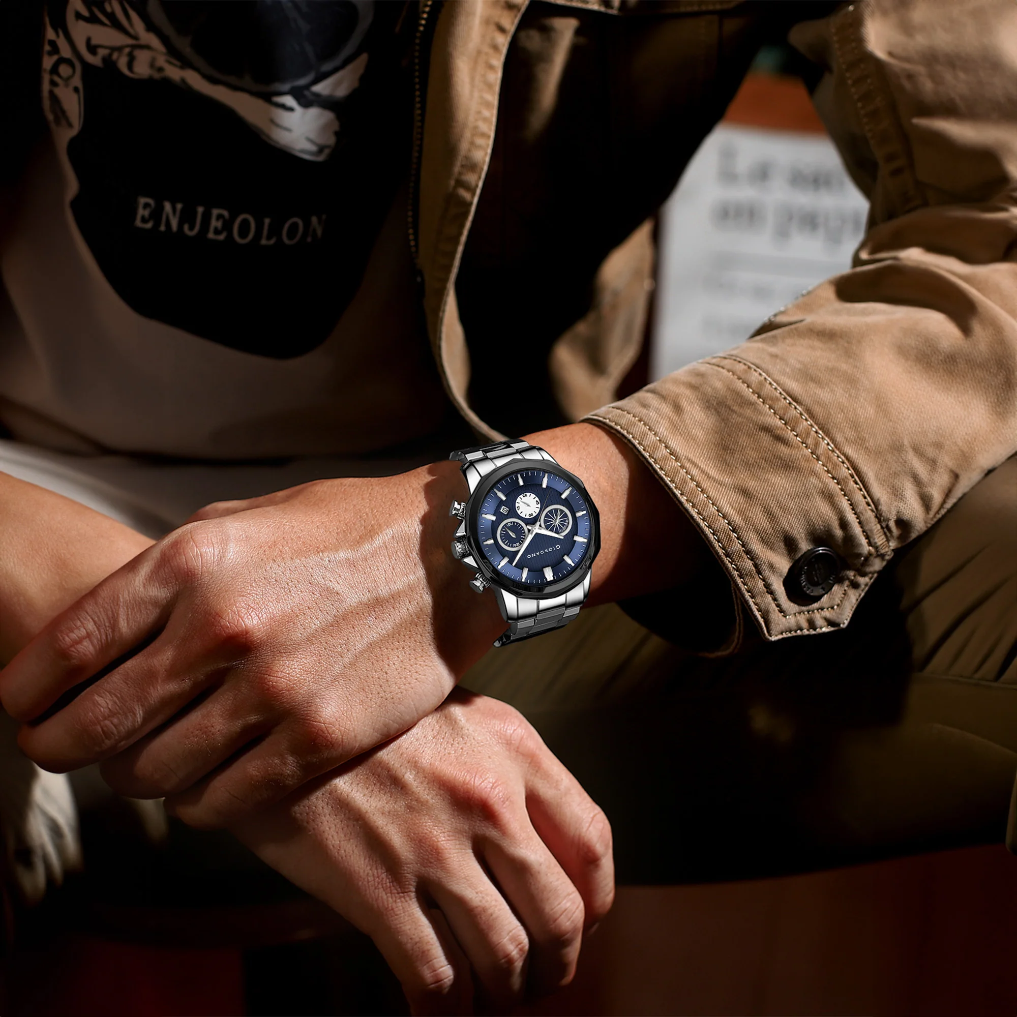 Giordano Analog Wrist Watch for Men Stylish Metal Strap with Water Resistant Multifunction Mechanism Watch GZ-50036-11 - Image 4