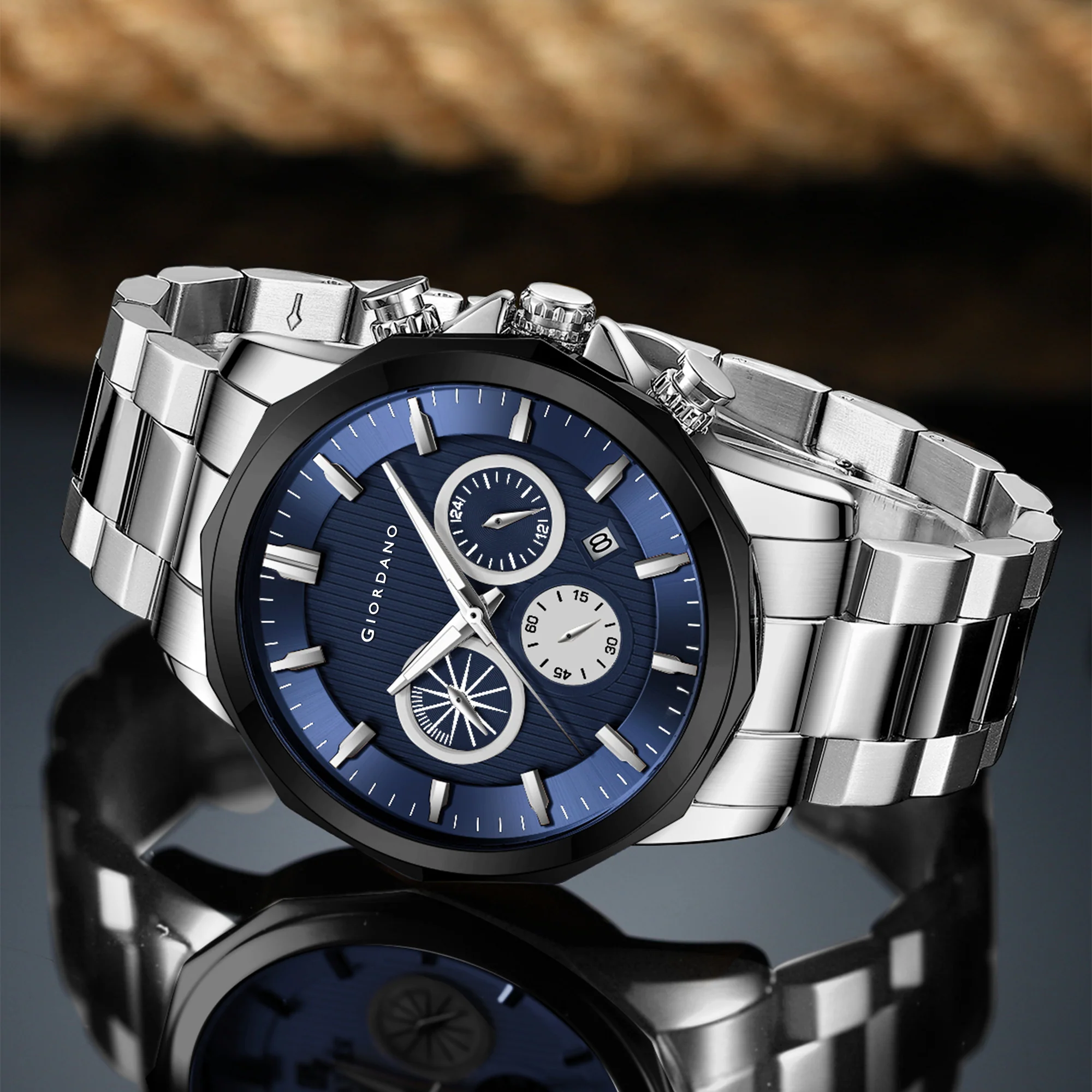 Giordano Analog Wrist Watch for Men Stylish Metal Strap with Water Resistant Multifunction Mechanism Watch GZ-50036-11 - Image 5