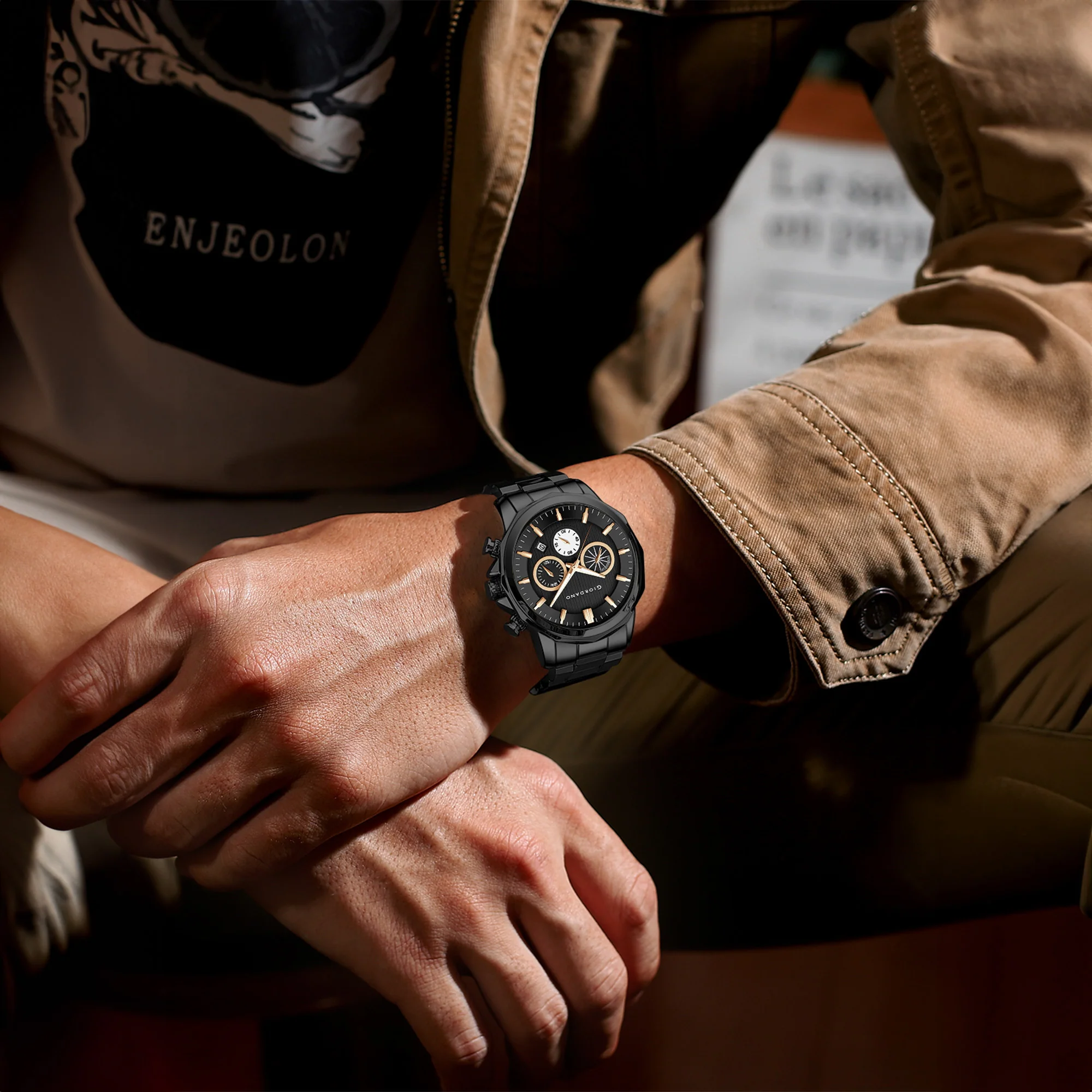 Giordano Analog Wrist Watch for Men Stylish Metal Strap with Water Resistant Multifunction Mechanism Watch GZ-50036-22 - Image 4
