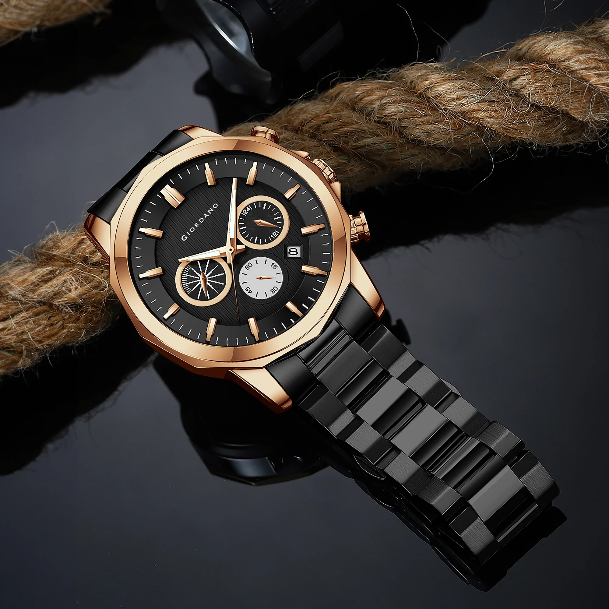 Giordano Analog Wrist Watch for Men Stylish Metal Strap with Water Resistant Multifunction Mechanism Watch GZ-50036-33 - Image 3