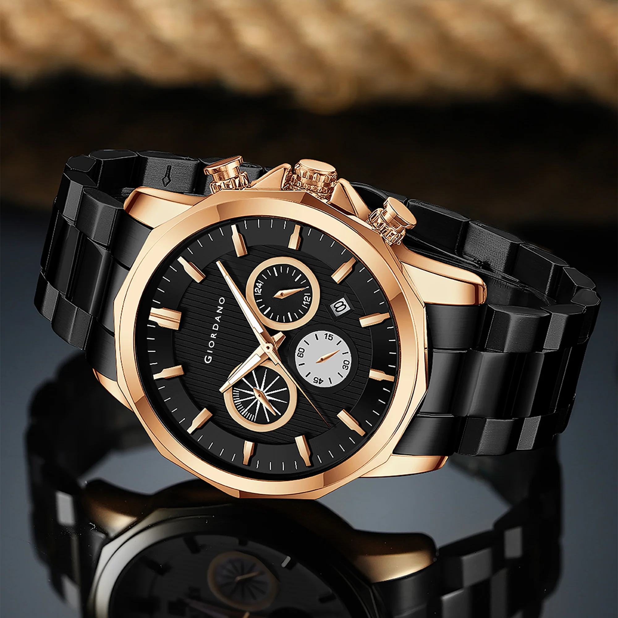 Giordano Analog Wrist Watch for Men Stylish Metal Strap with Water Resistant Multifunction Mechanism Watch GZ-50036-33 - Image 5