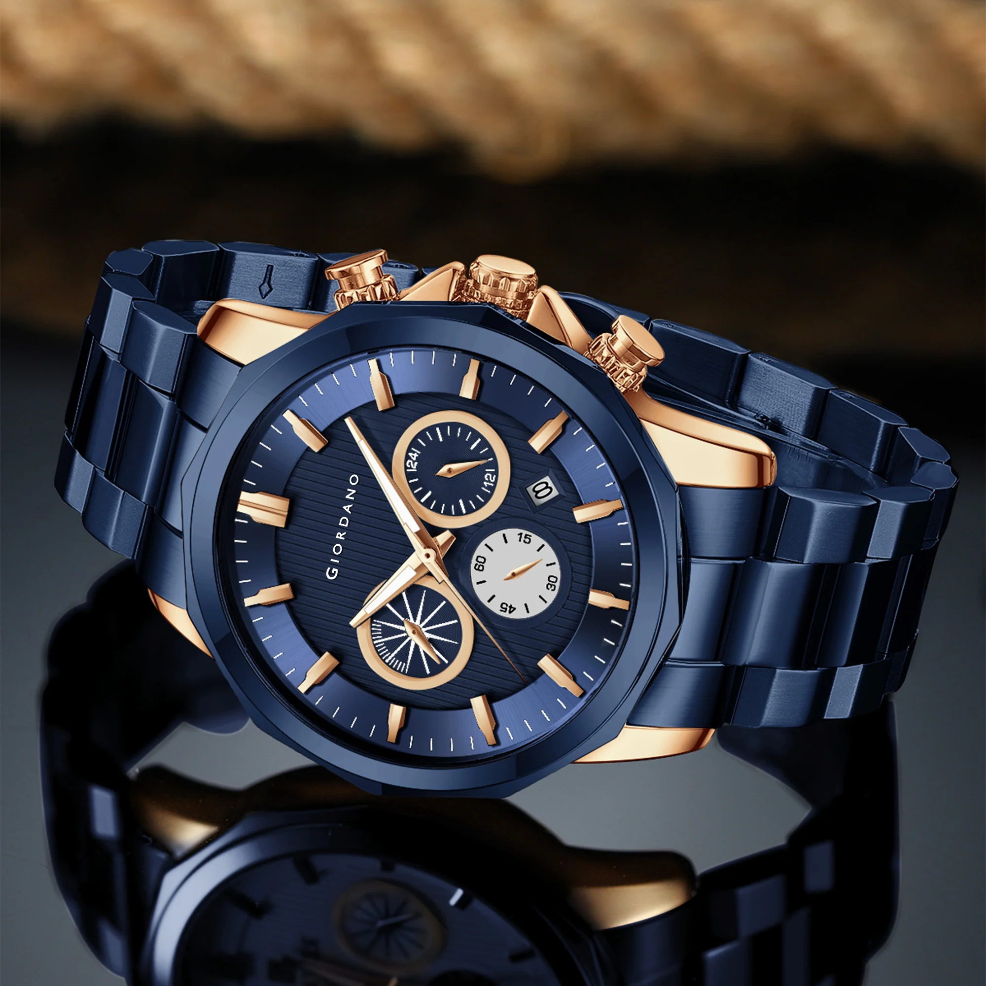 Giordano Analog Wrist Watch for Men Stylish Metal Strap with Water Resistant Multifunction Mechanism Watch GZ-50036-44 - Image 3