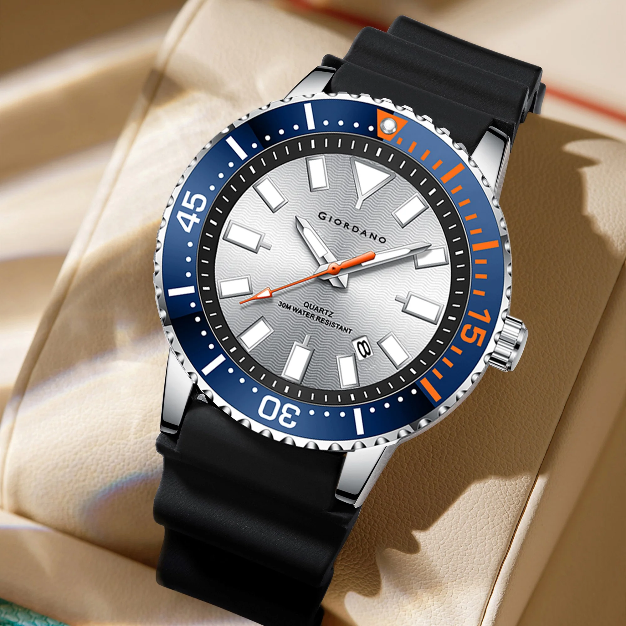 Giordano Analog Wrist Watch for Men Stylish Silicon Strap with Water Resistant 3 Hand Mechanism for Men and Boys to Compliment Your Look/Ideal Gift for Male | GZ-50103-03 - Image 4