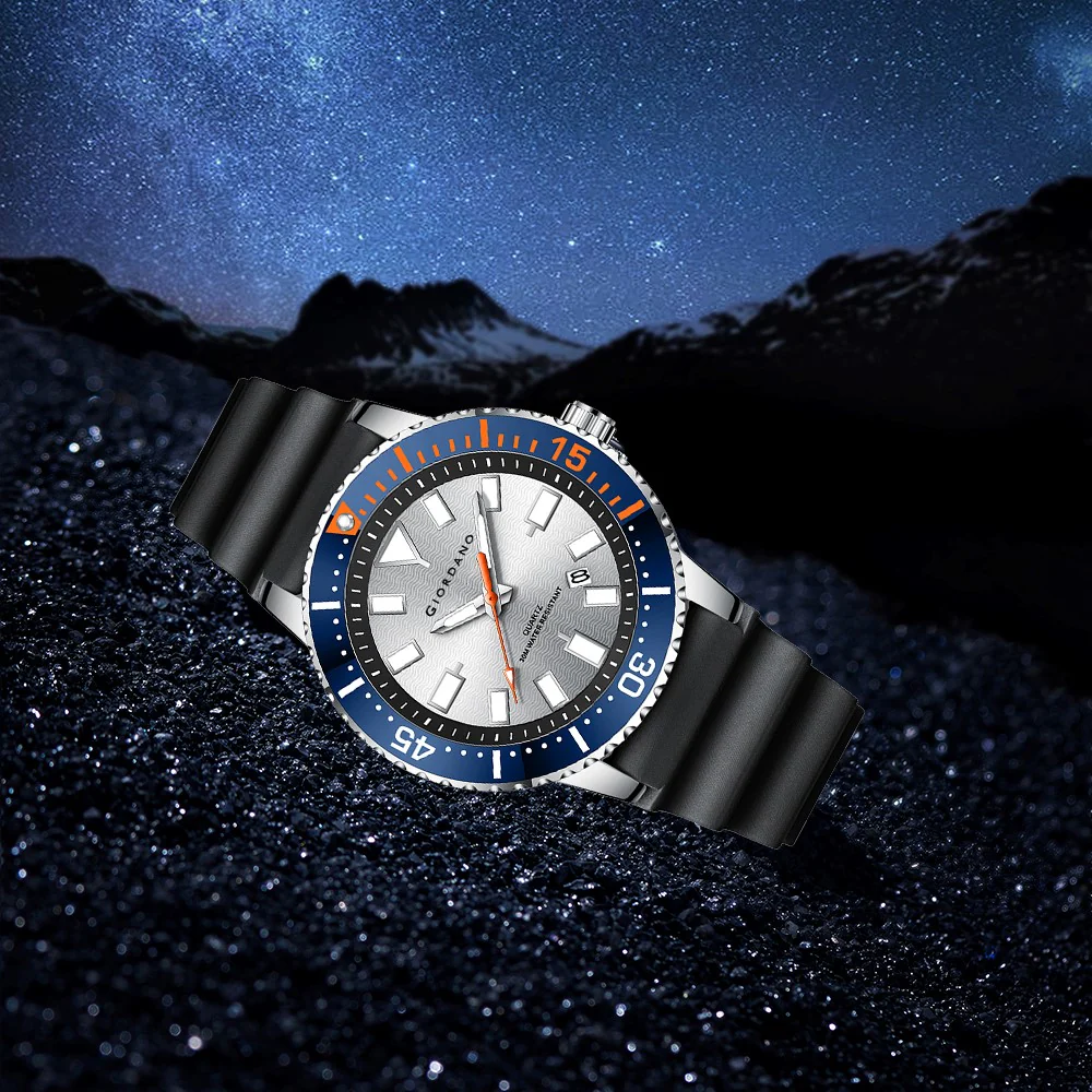 Giordano Analog Wrist Watch for Men Stylish Silicon Strap with Water Resistant 3 Hand Mechanism for Men and Boys to Compliment Your Look/Ideal Gift for Male | GZ-50103-03 - Image 7