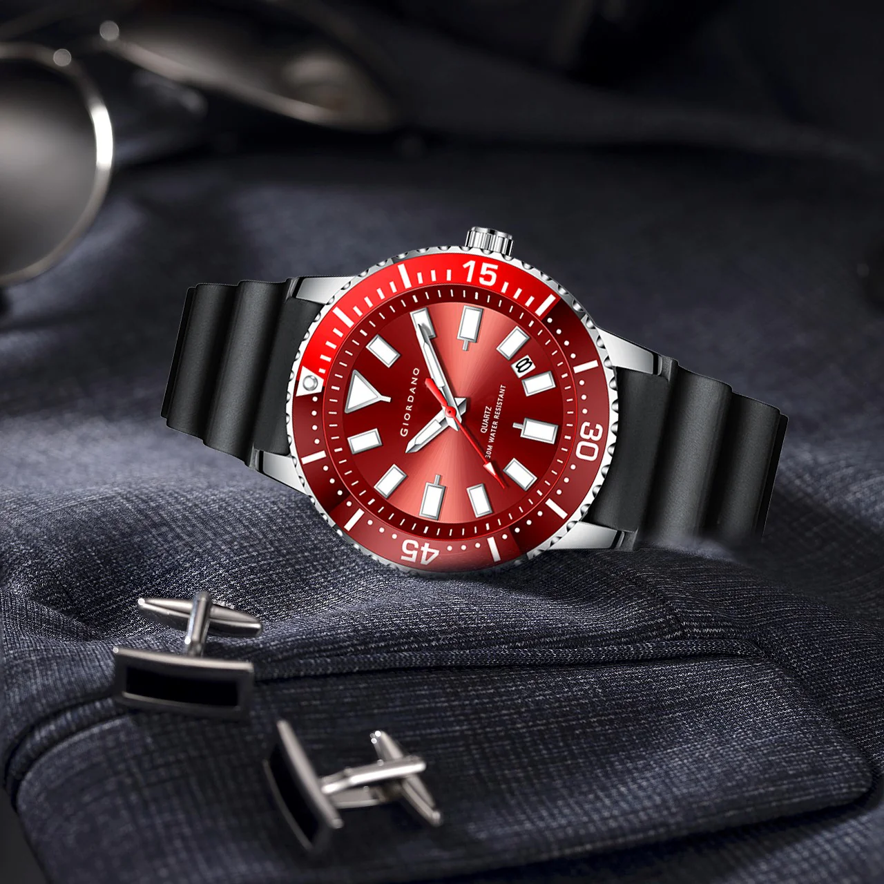 Giordano Analog Wrist Watch for Men Stylish Silicon Strap with Water Resistant 3 Hand Mechanism for Men and Boys to Compliment Your Look/Ideal Gift for Male | GZ-50103-01 - Image 4