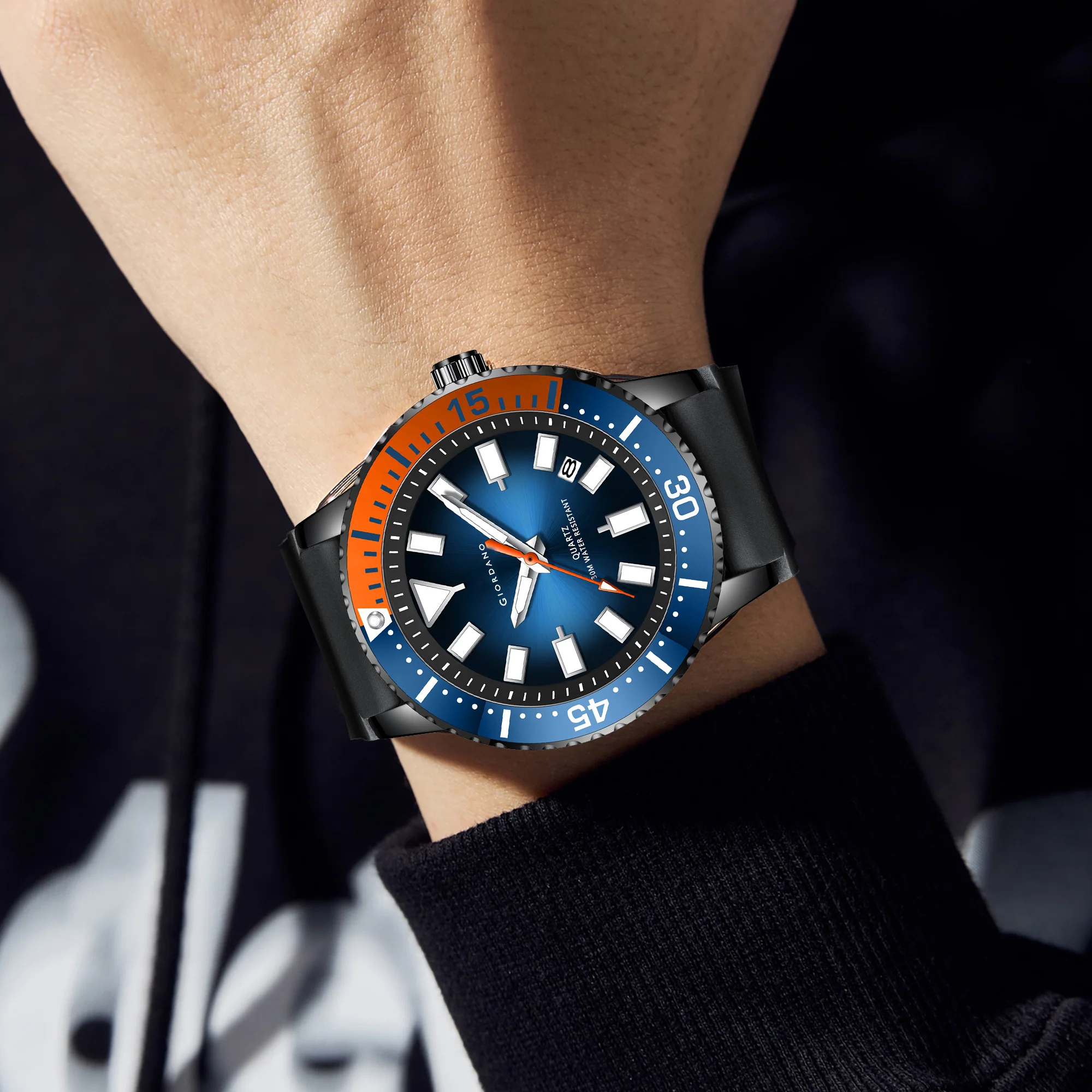 Giordano Analog Wrist Watch for Men Stylish Silicon Strap with Water Resistant 3 Hand Mechanism for Men and Boys to Compliment Your Look/Ideal Gift for Male | GZ-50103-05 - Image 2