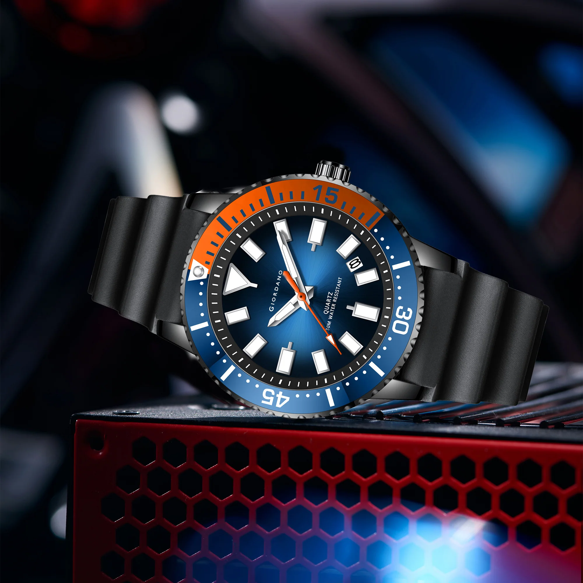 Giordano Analog Wrist Watch for Men Stylish Silicon Strap with Water Resistant 3 Hand Mechanism for Men and Boys to Compliment Your Look/Ideal Gift for Male | GZ-50103-05 - Image 3