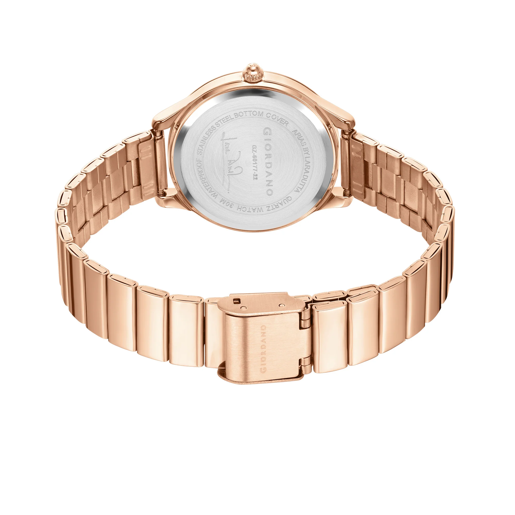 Giordano Arias Lara Dutta Signature Collection Analog Quartz Watch for Women with Mother-of-Pearl Cut Glass Dial, Crystal Hour Markers and Stainless Steel Bracelet Strap GZ-60177-22 - Image 4