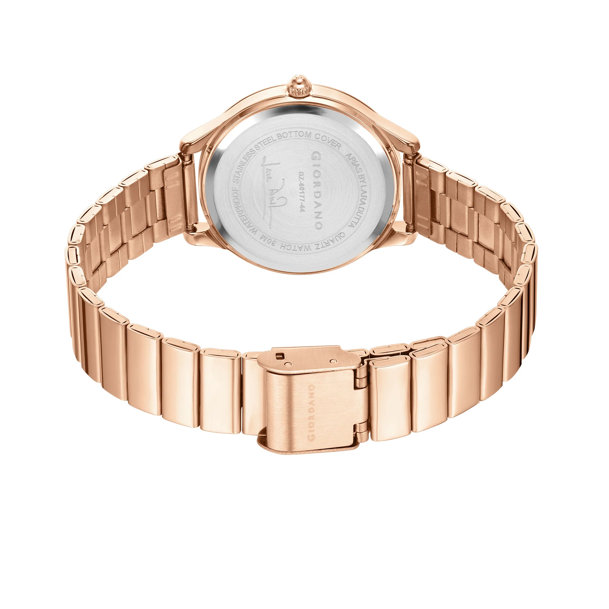 Giordano Arias Lara Dutta Signature Collection Analog Quartz Watch for Women with Mother-of-Pearl Cut Glass Dial, Crystal Hour Markers and Stainless Steel Bracelet Strap GZ-60177-44 - Image 4