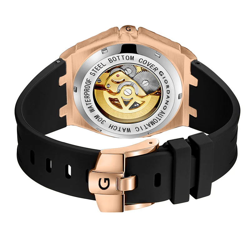 Giordano Automatic Watch for Men – Mechanical Skeleton Dial,Transparent Gear Display, Silicon Strap | GZ-50129-02 - Image 7