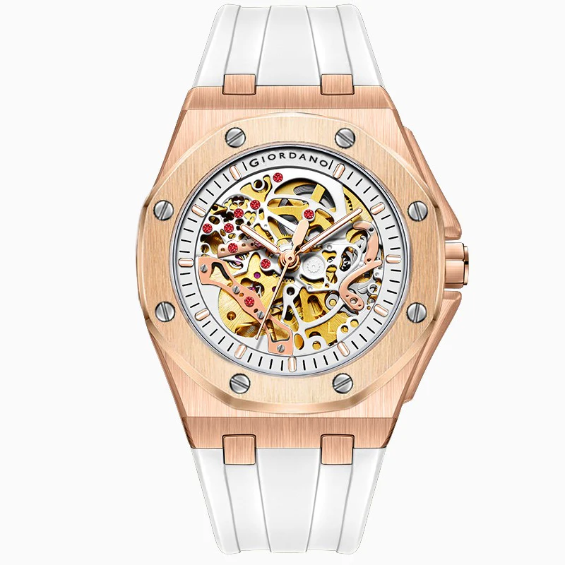 Giordano Automatic Watch for Men – Mechanical Skeleton Dial,Transparent Gear Display, Silicon Strap | GZ-50129-04 - Image 5