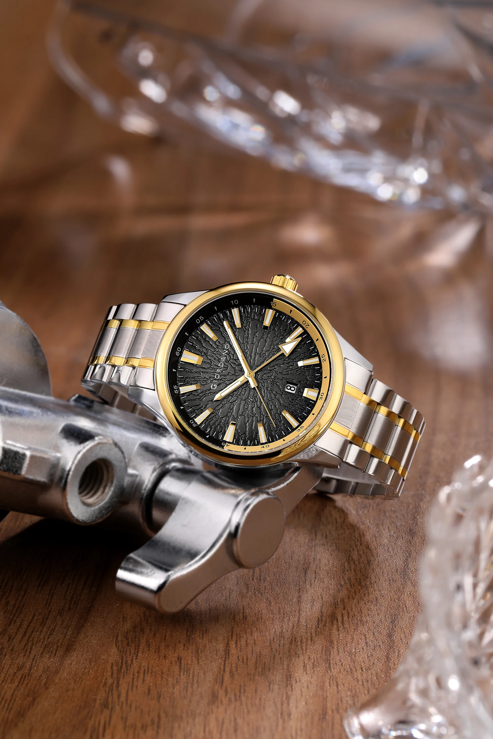 Giordano Automatic Watch for Men with Skeleton Black Dial, Luminous Hands & Hour Markers, Mechanical Automatic Movement, Stainless Steel Strap - GZ-50196-11 - Image 3