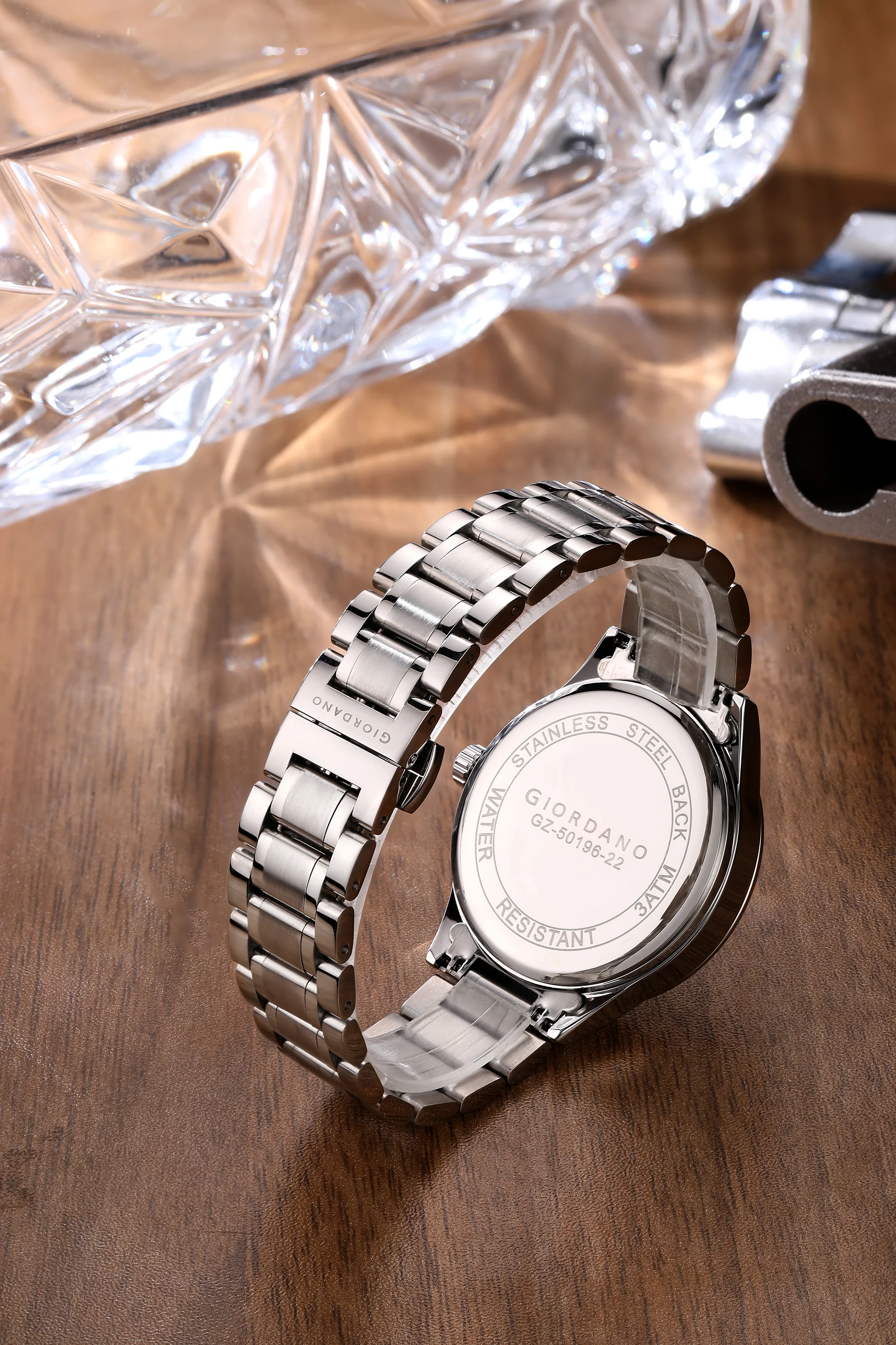 Giordano Automatic Watch for Men with Skeleton Black Dial, Luminous Hands & Hour Markers, Mechanical Automatic Movement, Stainless Steel Strap - GZ-50196-22 - Image 7