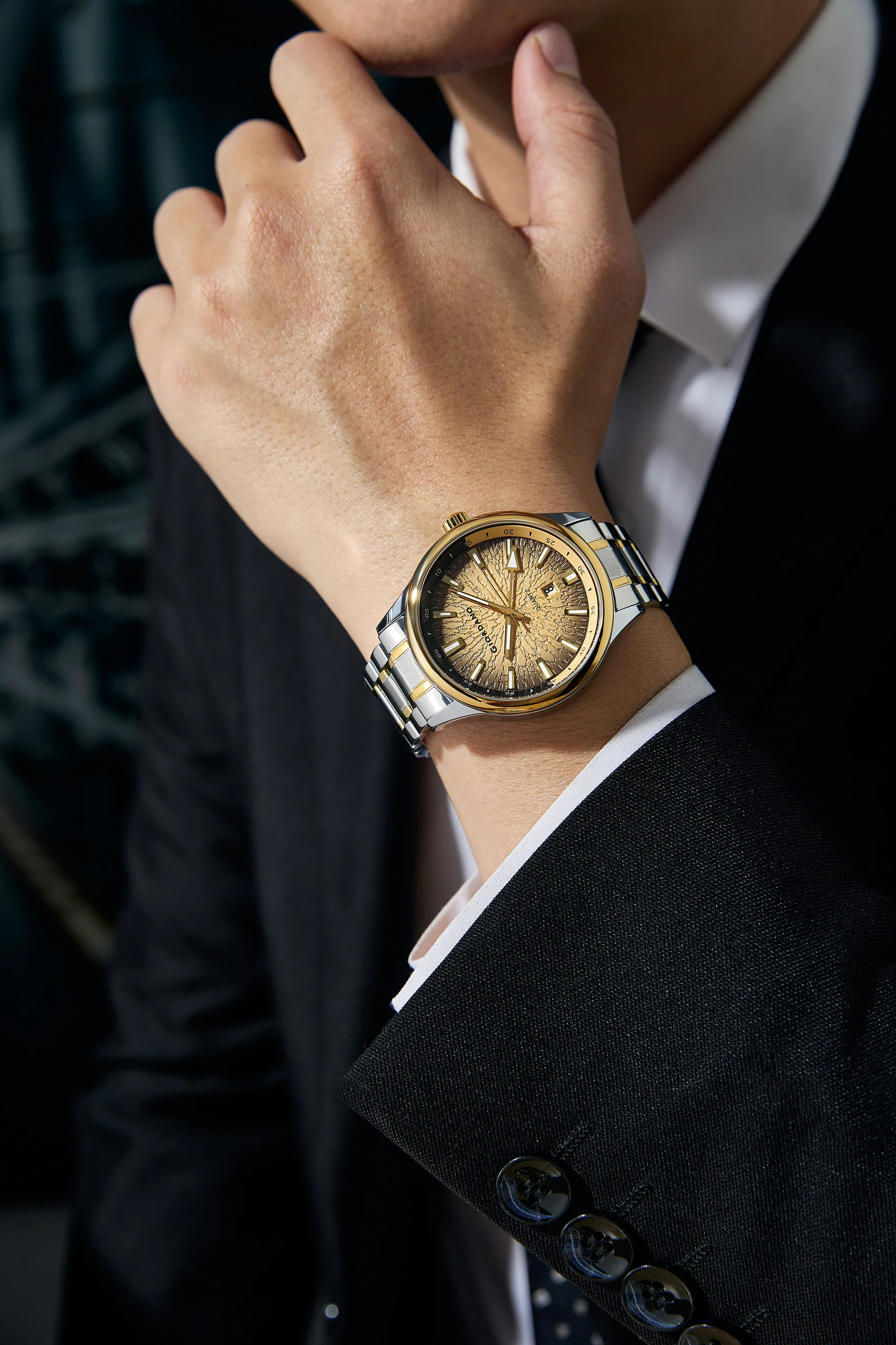 Giordano Automatic Watch for Men with Skeleton Black Dial, Luminous Hands & Hour Markers, Mechanical Automatic Movement, Stainless Steel Strap - GZ-50196-33 - Image 2