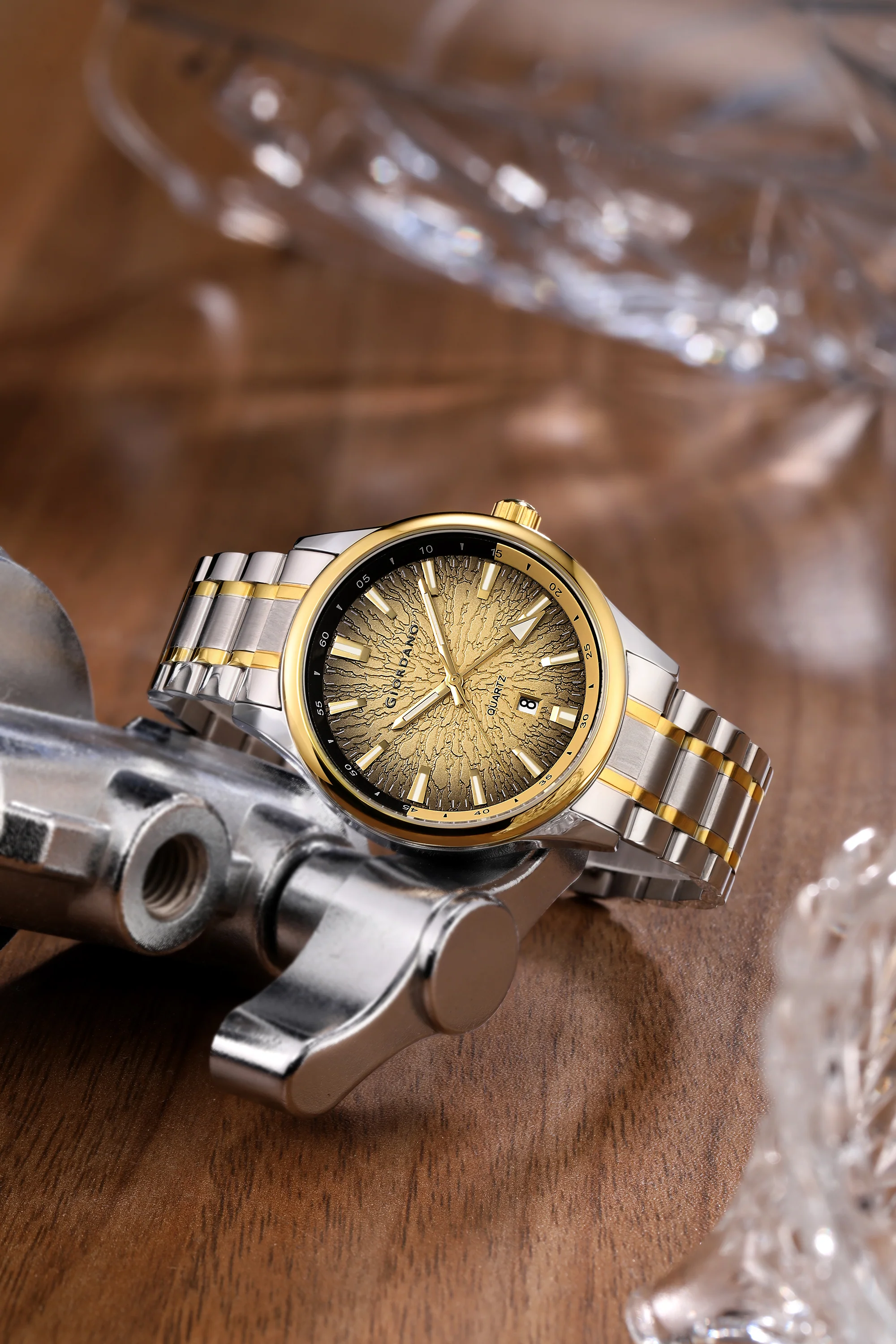 Giordano Automatic Watch for Men with Skeleton Black Dial, Luminous Hands & Hour Markers, Mechanical Automatic Movement, Stainless Steel Strap - GZ-50196-33 - Image 3