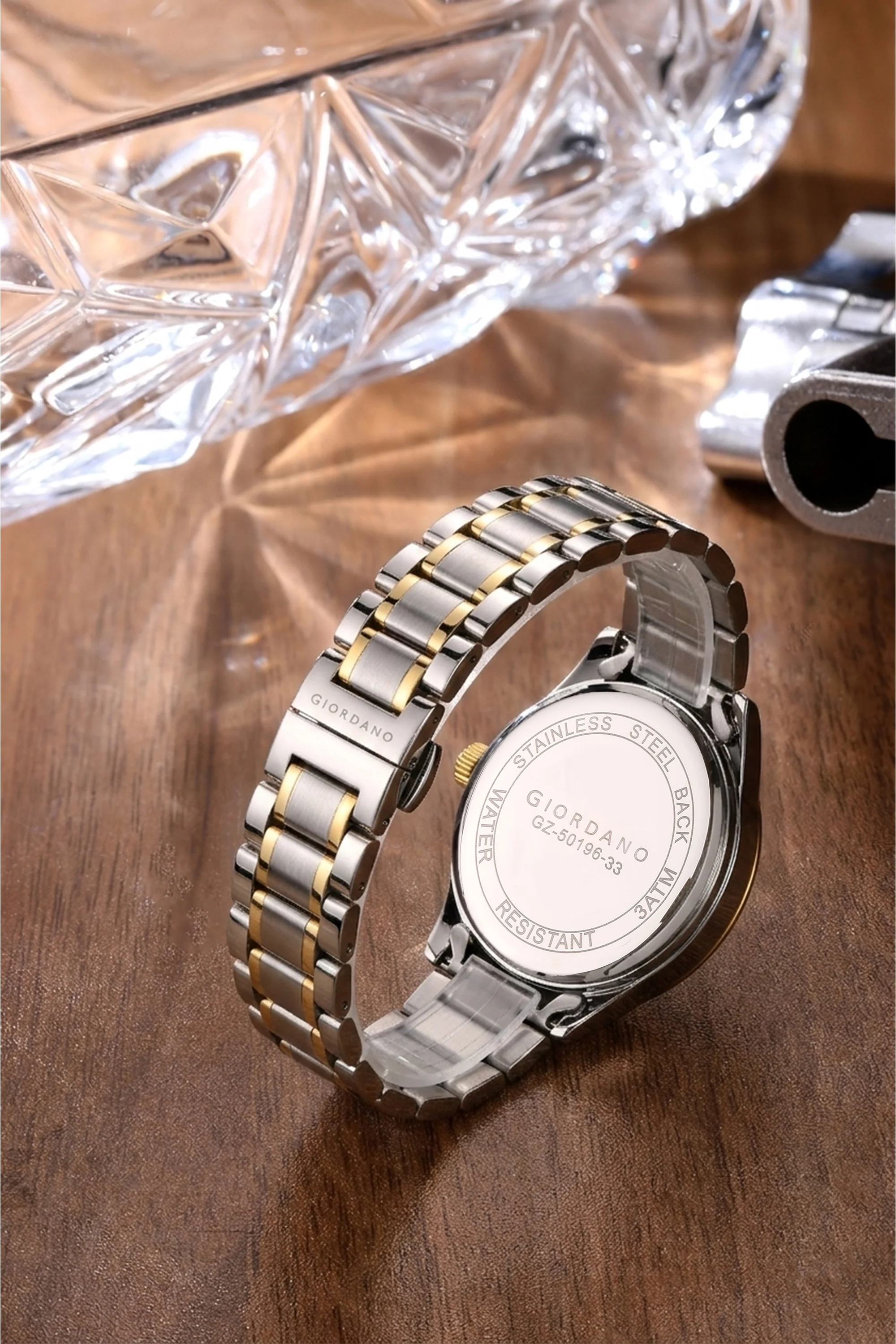 Giordano Automatic Watch for Men with Skeleton Black Dial, Luminous Hands & Hour Markers, Mechanical Automatic Movement, Stainless Steel Strap - GZ-50196-33 - Image 4