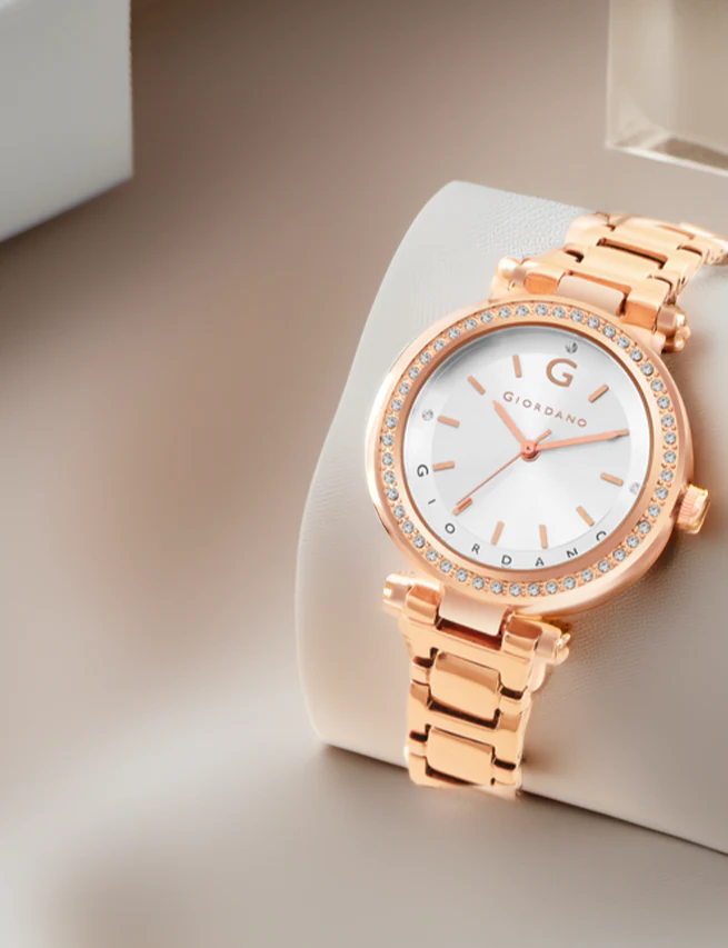 Giordano Beige Analog Wrist Watch for Women Stylish Metal Strap with Water Resistant,Deal Gift for Female - GD-4212-33 - Image 2