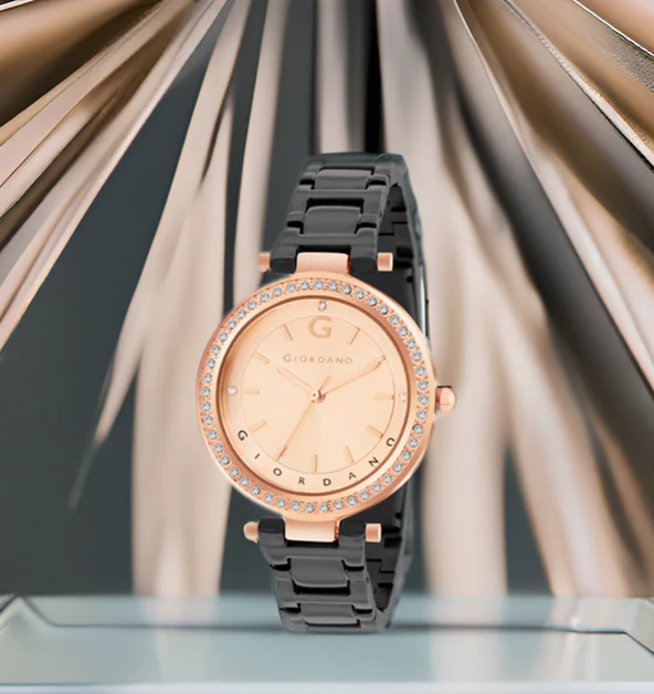Giordano Beige Analog Wrist Watch for Women Stylish Metal Strap with Water Resistant,Deal Gift for Female - GD-4212-55 - Image 2
