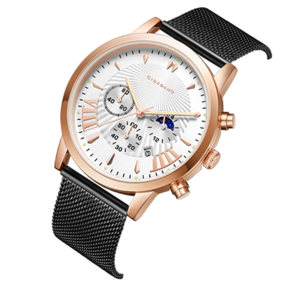 Giordano Black  Stylish Multifunctional Watch for Men with Roman Indices and Stainless Steel Strap  GZ-50056-11 - Image 3