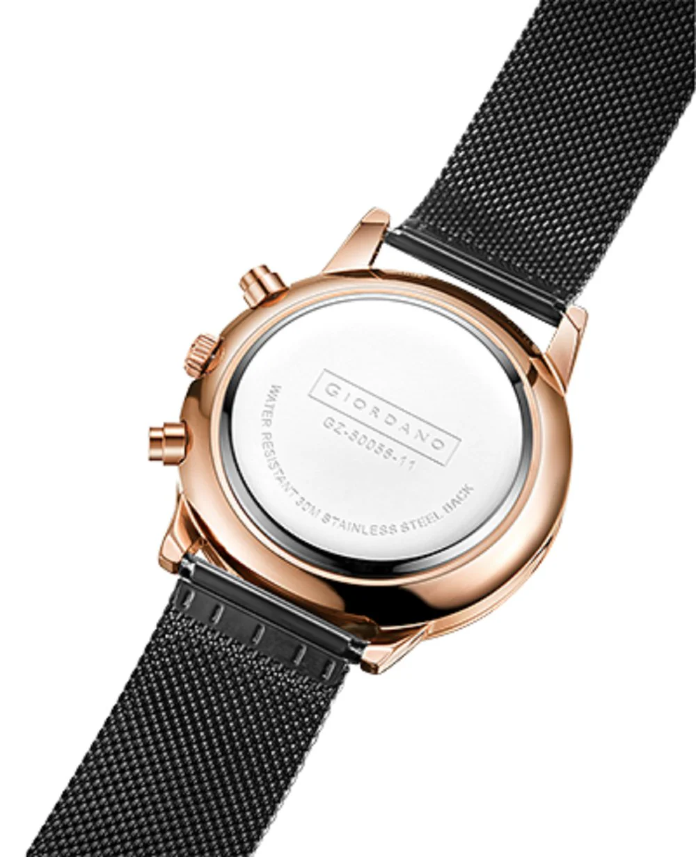 Giordano Black  Stylish Multifunctional Watch for Men with Roman Indices and Stainless Steel Strap  GZ-50056-11 - Image 4