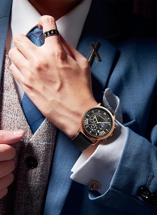 Giordano Black  Stylish Multifunctional Watch for Men with Roman Indices and Stainless Steel Strap  GZ-50056-22 - Image 2