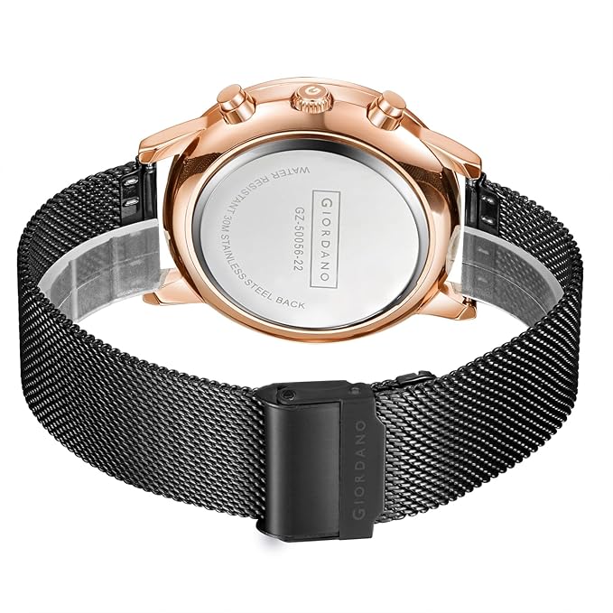 Giordano Black  Stylish Multifunctional Watch for Men with Roman Indices and Stainless Steel Strap  GZ-50056-22 - Image 6