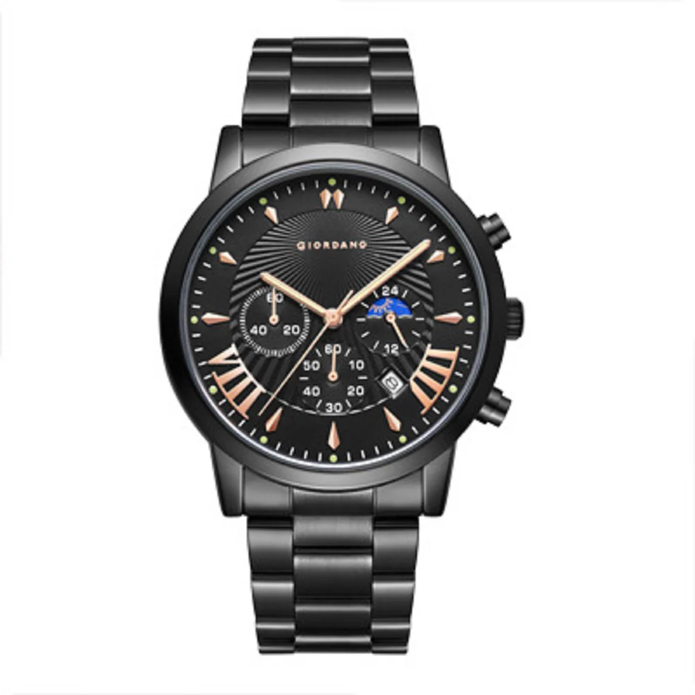 Giordano Black  Stylish Multifunctional Watch for Men with Roman Indices and Stainless Steel Strap  GZ-50056-33A - Image 3