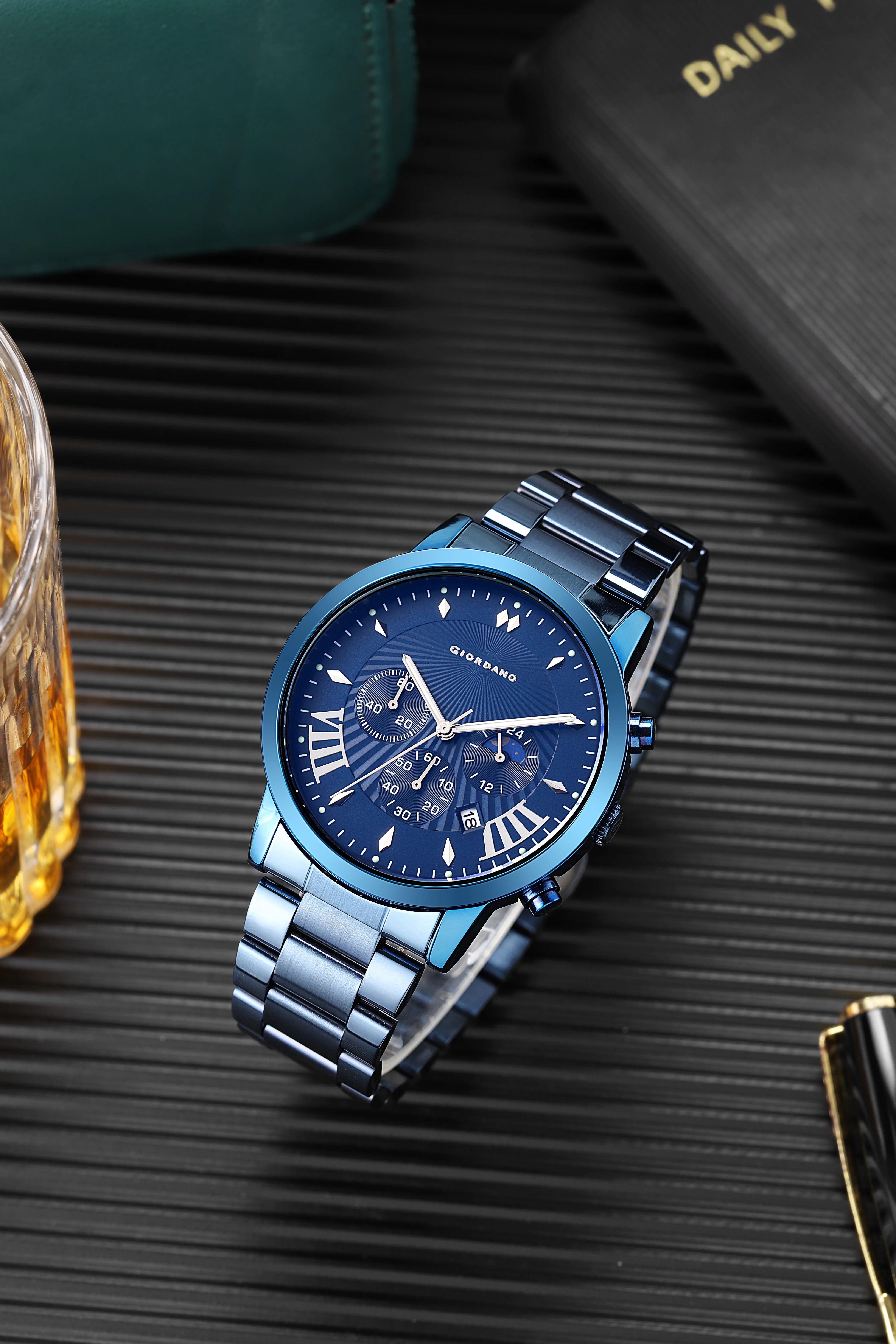 Giordano Black  Stylish Multifunctional Watch for Men with Roman Indices and Stainless Steel Strap  GZ-50056-55A - Image 2
