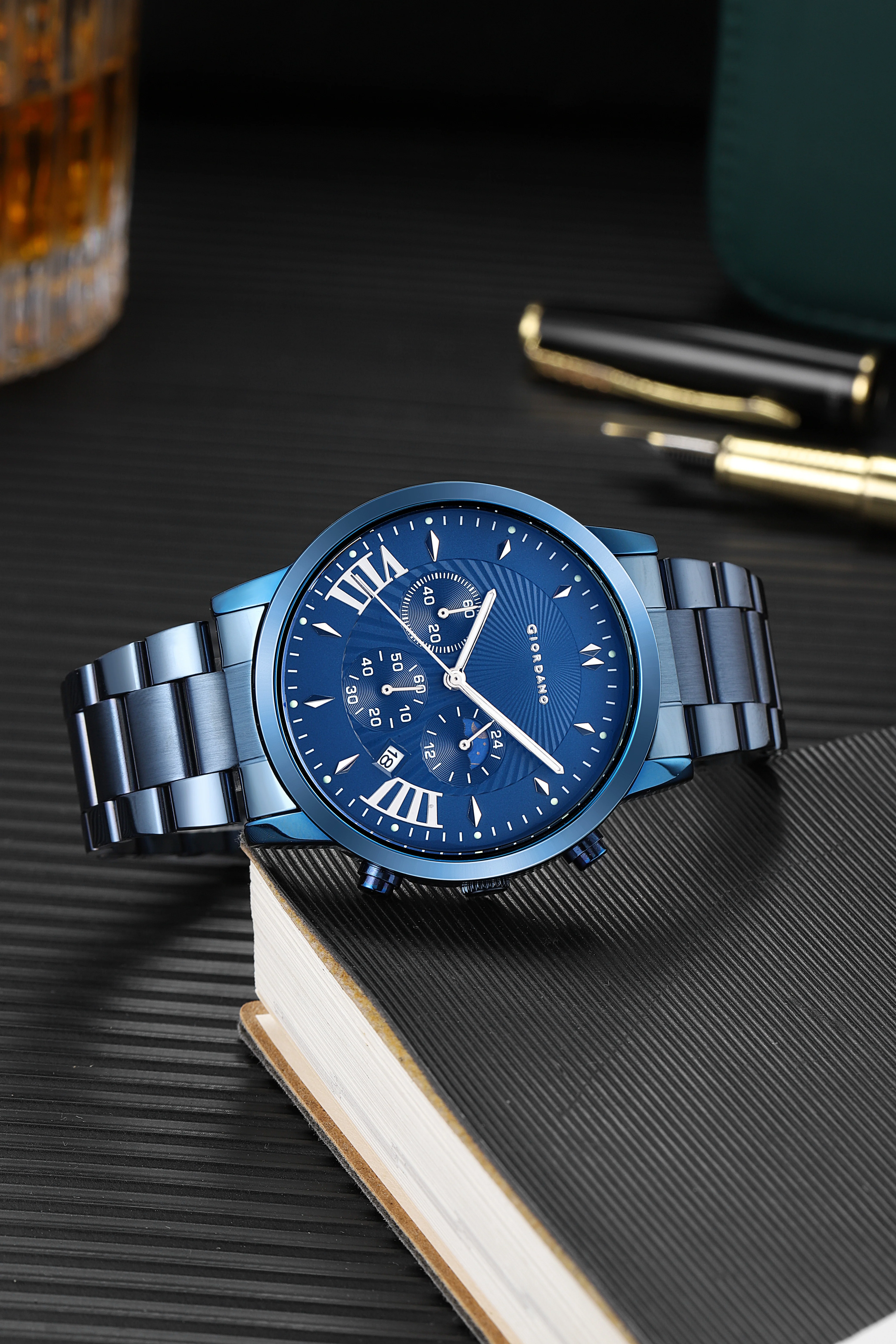 Giordano Black  Stylish Multifunctional Watch for Men with Roman Indices and Stainless Steel Strap  GZ-50056-55A - Image 3