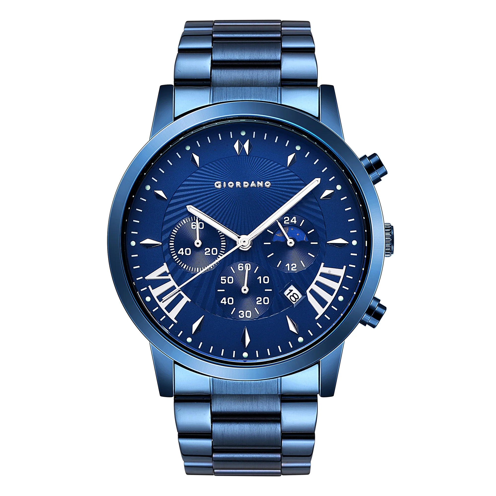 Giordano Black  Stylish Multifunctional Watch for Men with Roman Indices and Stainless Steel Strap  GZ-50056-55A - Image 4