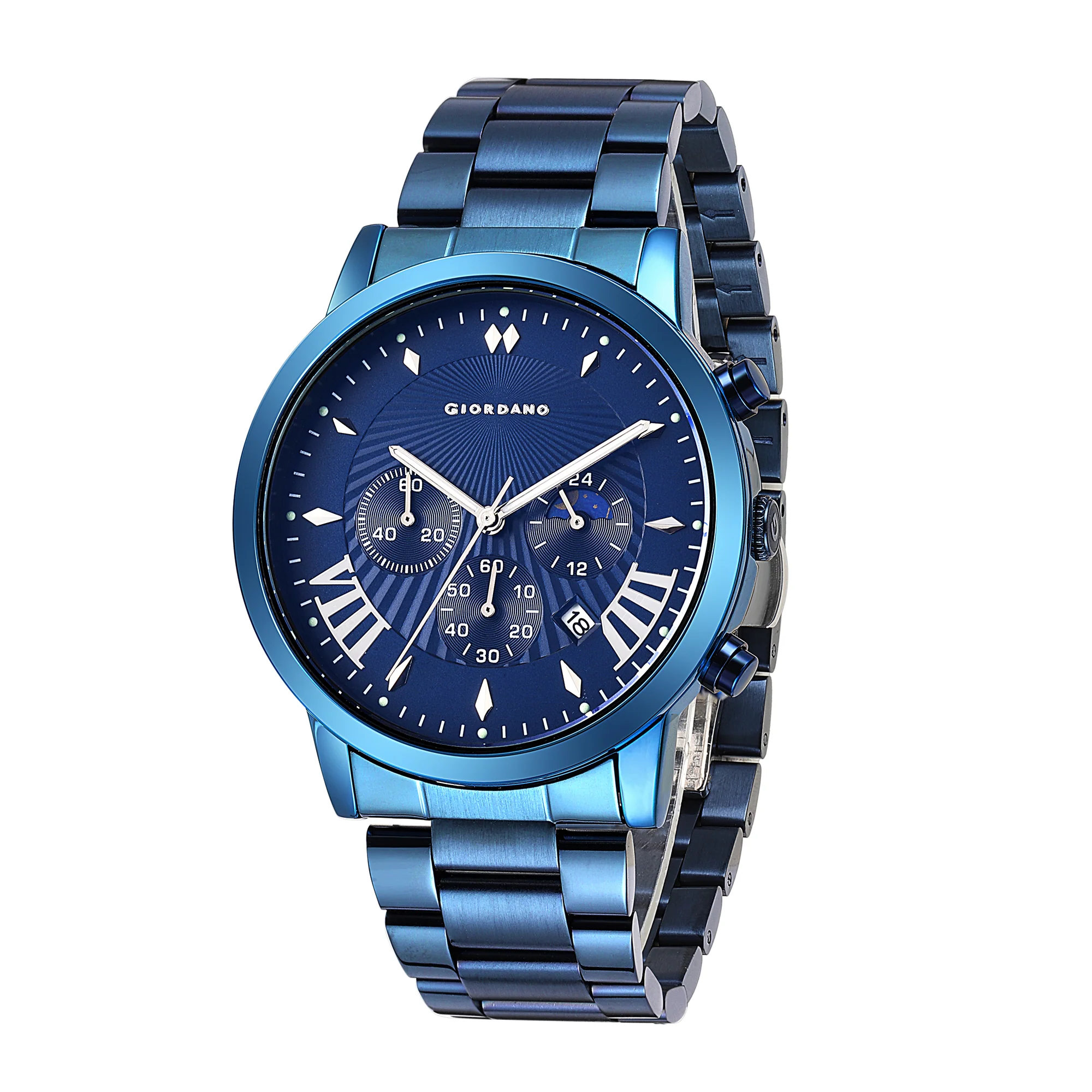 Giordano Black  Stylish Multifunctional Watch for Men with Roman Indices and Stainless Steel Strap  GZ-50056-55A - Image 5