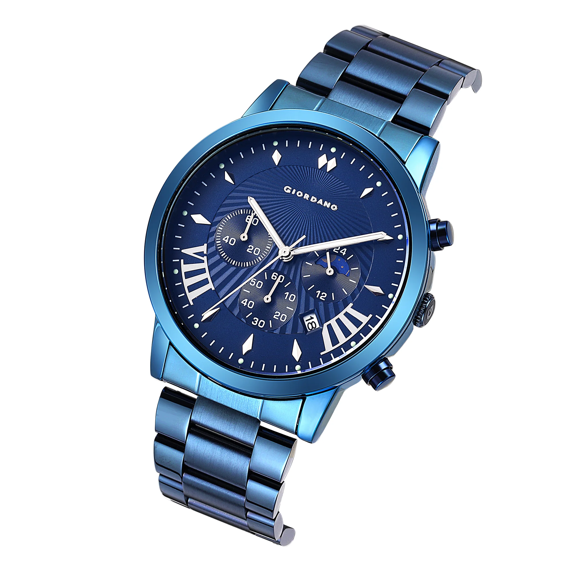 Giordano Black  Stylish Multifunctional Watch for Men with Roman Indices and Stainless Steel Strap  GZ-50056-55A - Image 6