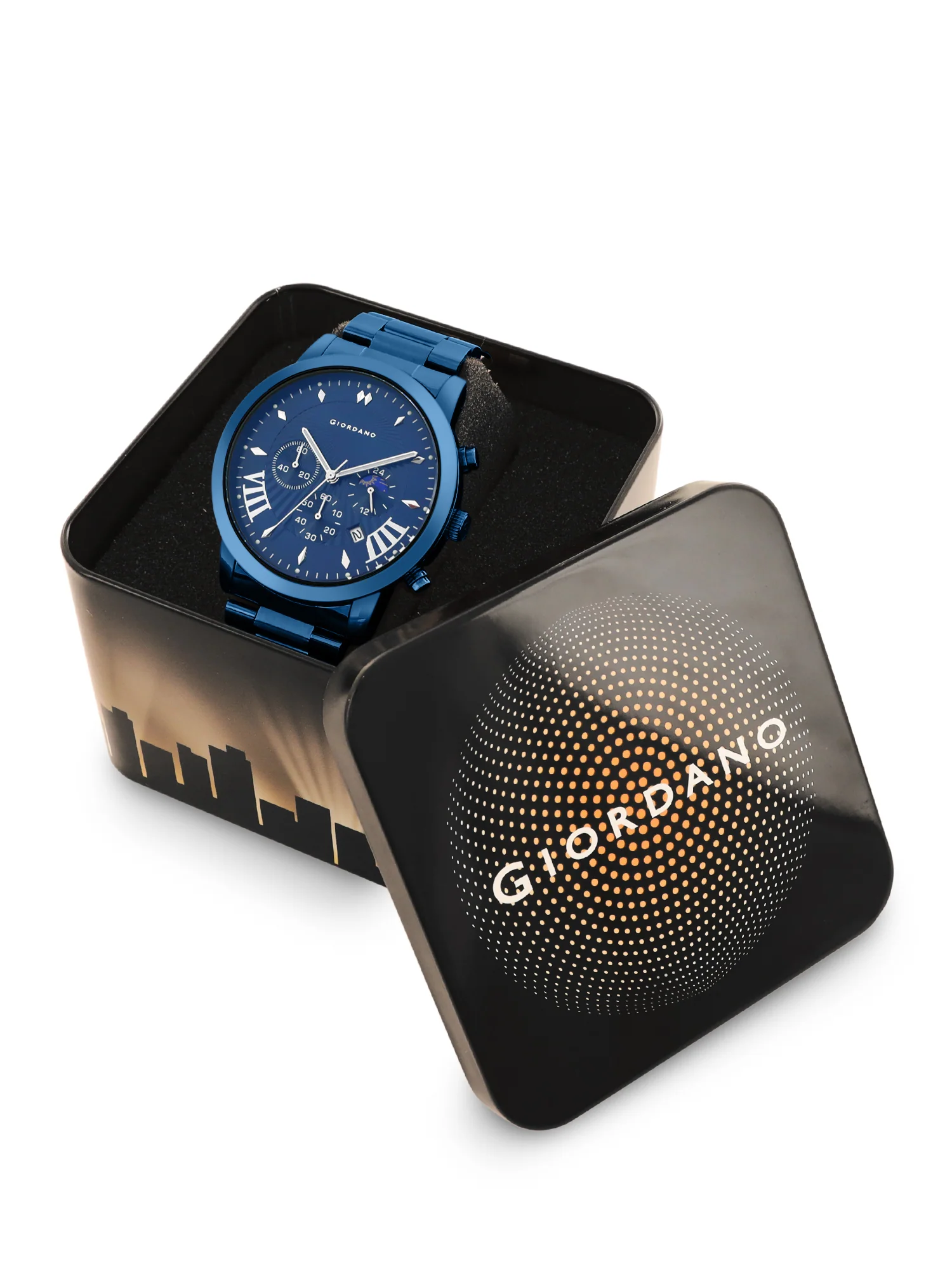 Giordano Black  Stylish Multifunctional Watch for Men with Roman Indices and Stainless Steel Strap  GZ-50056-55A - Image 9