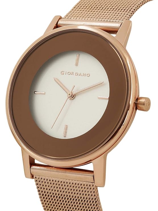 Giordano Brown Dial Analog Wrist Watch for Women with Stylish Mesh Band Ladies Wrist Watch|3 Hands Mechanism - A2052-44 - Image 3