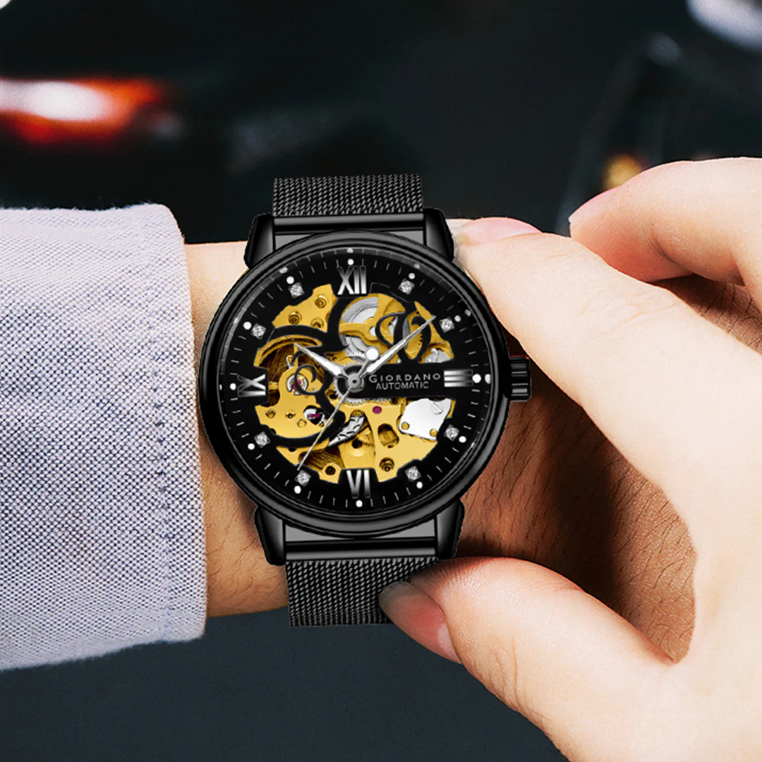 Giordano Brown  Iconic Skeleton Automatic Watch with Brilliant Diamond Accents for Men - GZ-50113-01 - Image 2