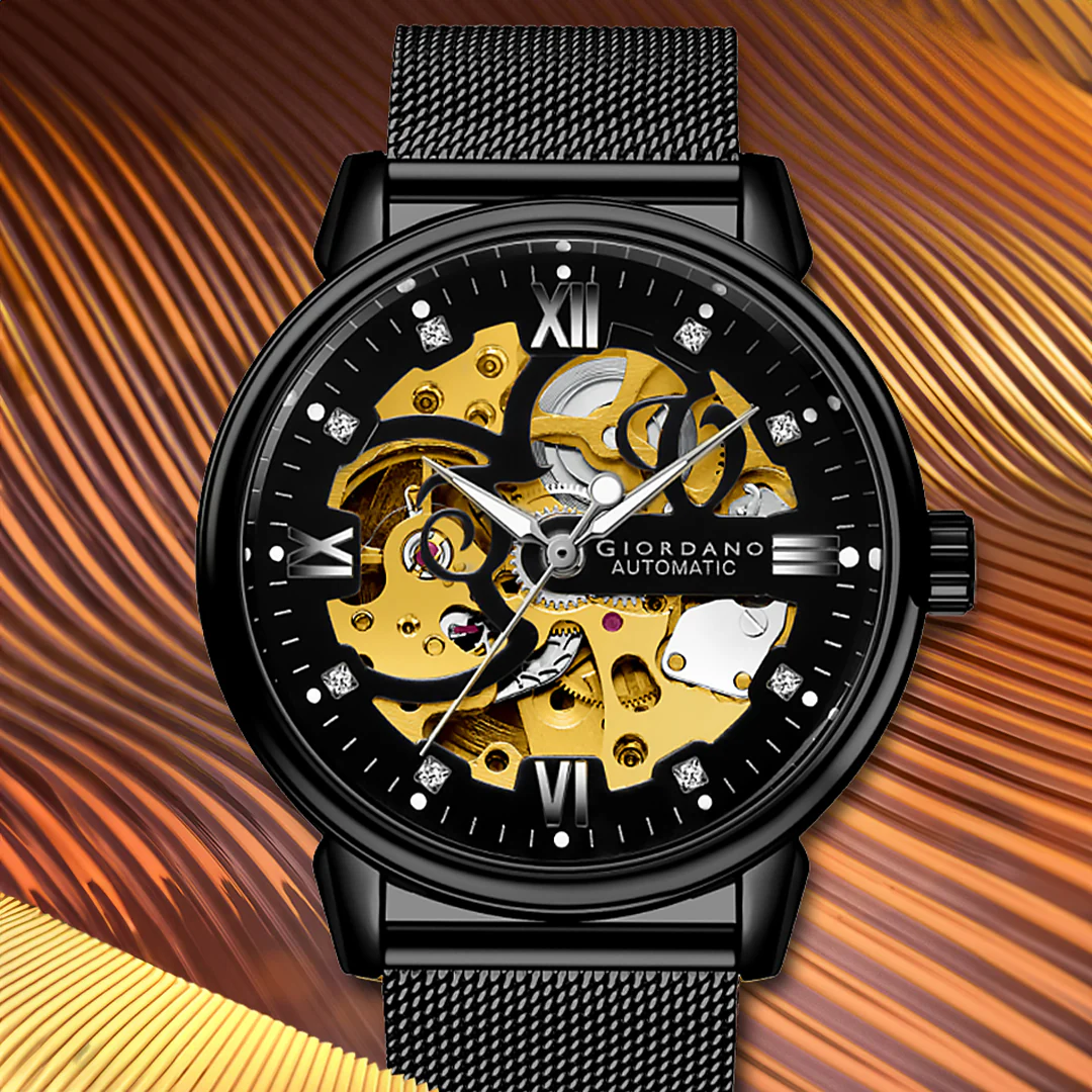 Giordano Brown  Iconic Skeleton Automatic Watch with Brilliant Diamond Accents for Men - GZ-50113-01 - Image 3