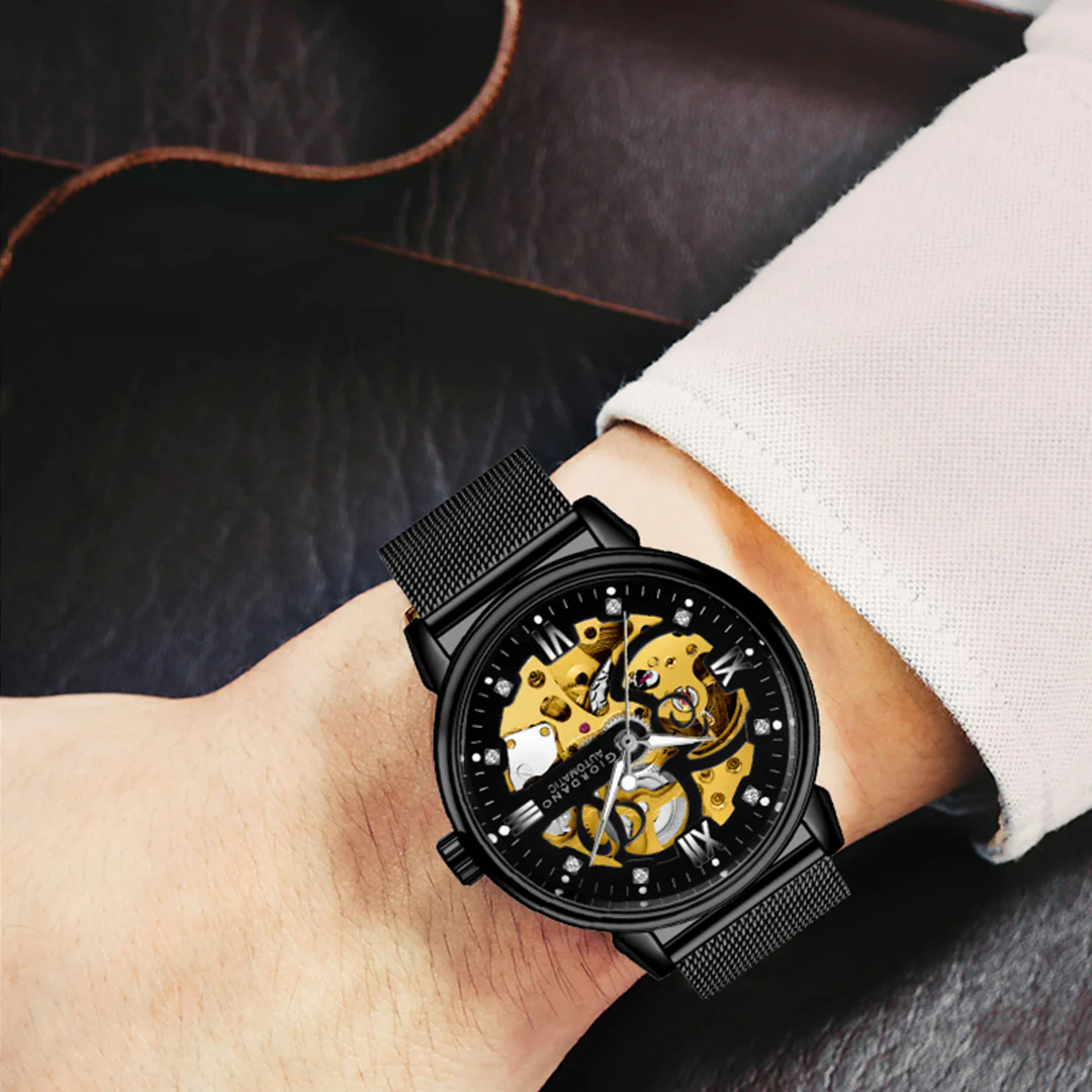 Giordano Brown  Iconic Skeleton Automatic Watch with Brilliant Diamond Accents for Men - GZ-50113-01 - Image 4
