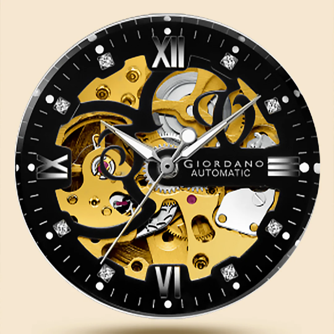 Giordano Brown  Iconic Skeleton Automatic Watch with Brilliant Diamond Accents for Men - GZ-50113-01 - Image 5