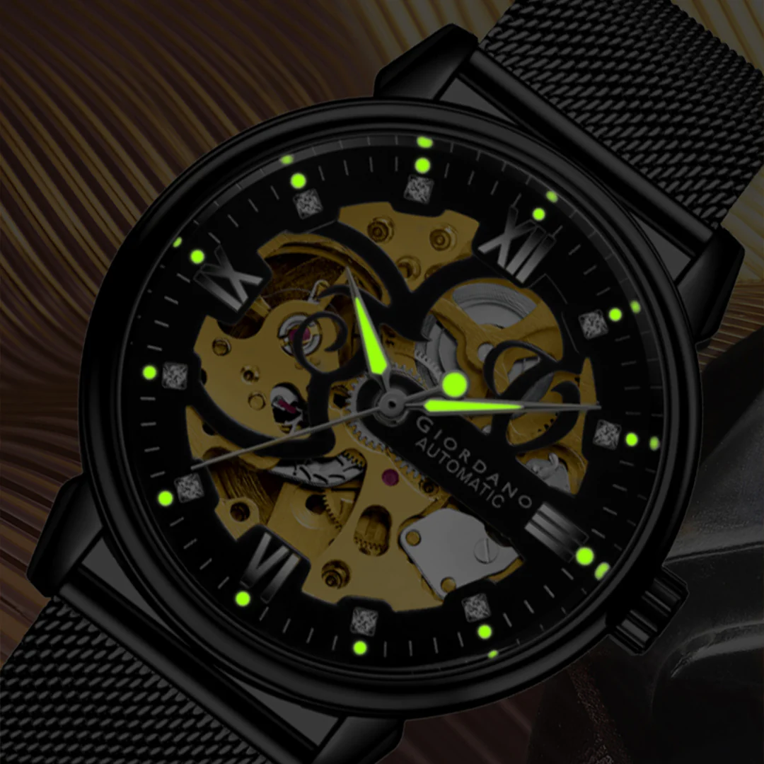 Giordano Brown  Iconic Skeleton Automatic Watch with Brilliant Diamond Accents for Men - GZ-50113-01 - Image 6
