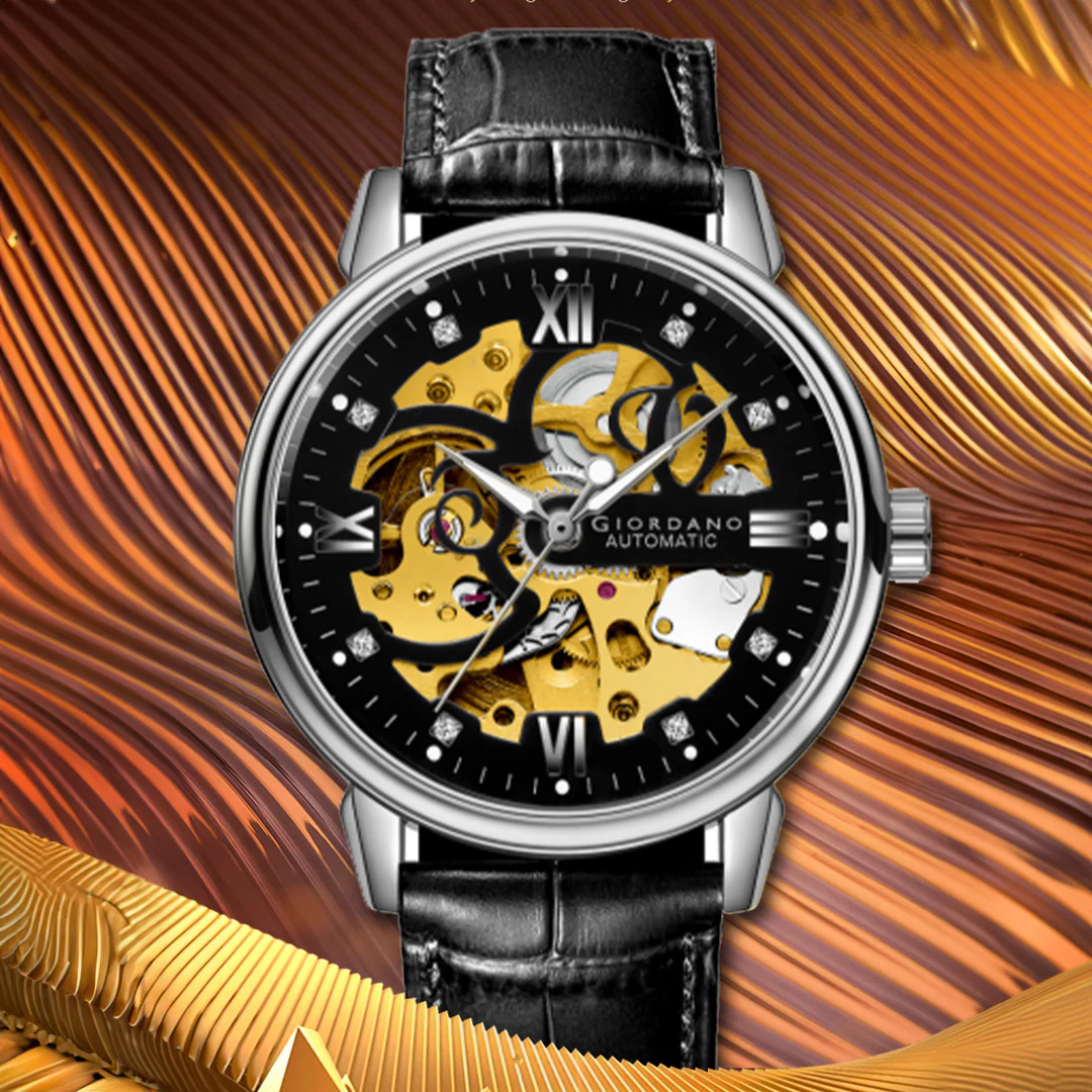 Giordano Brown  Iconic Skeleton Automatic Watch with Brilliant Diamond Accents for Men - GZ-50113-02 - Image 2