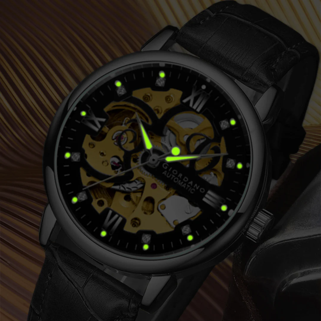 Giordano Brown  Iconic Skeleton Automatic Watch with Brilliant Diamond Accents for Men - GZ-50113-02 - Image 4